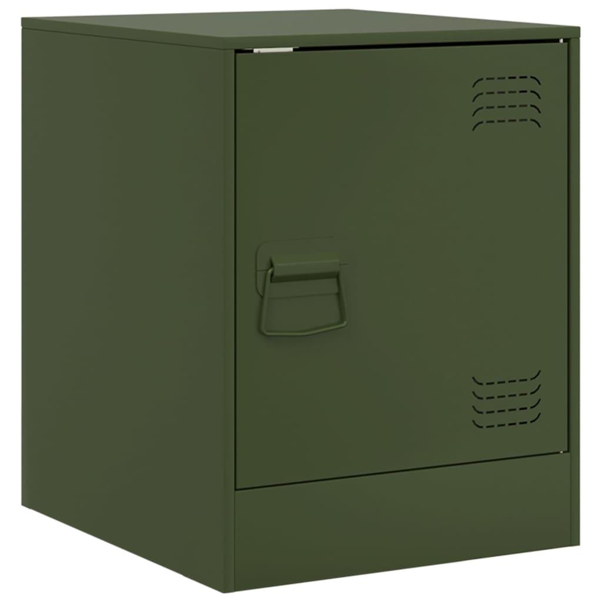 Voir la diapositive 2 : VIDAXL Table de chevet vert olive 34,5x39x44 cm acier