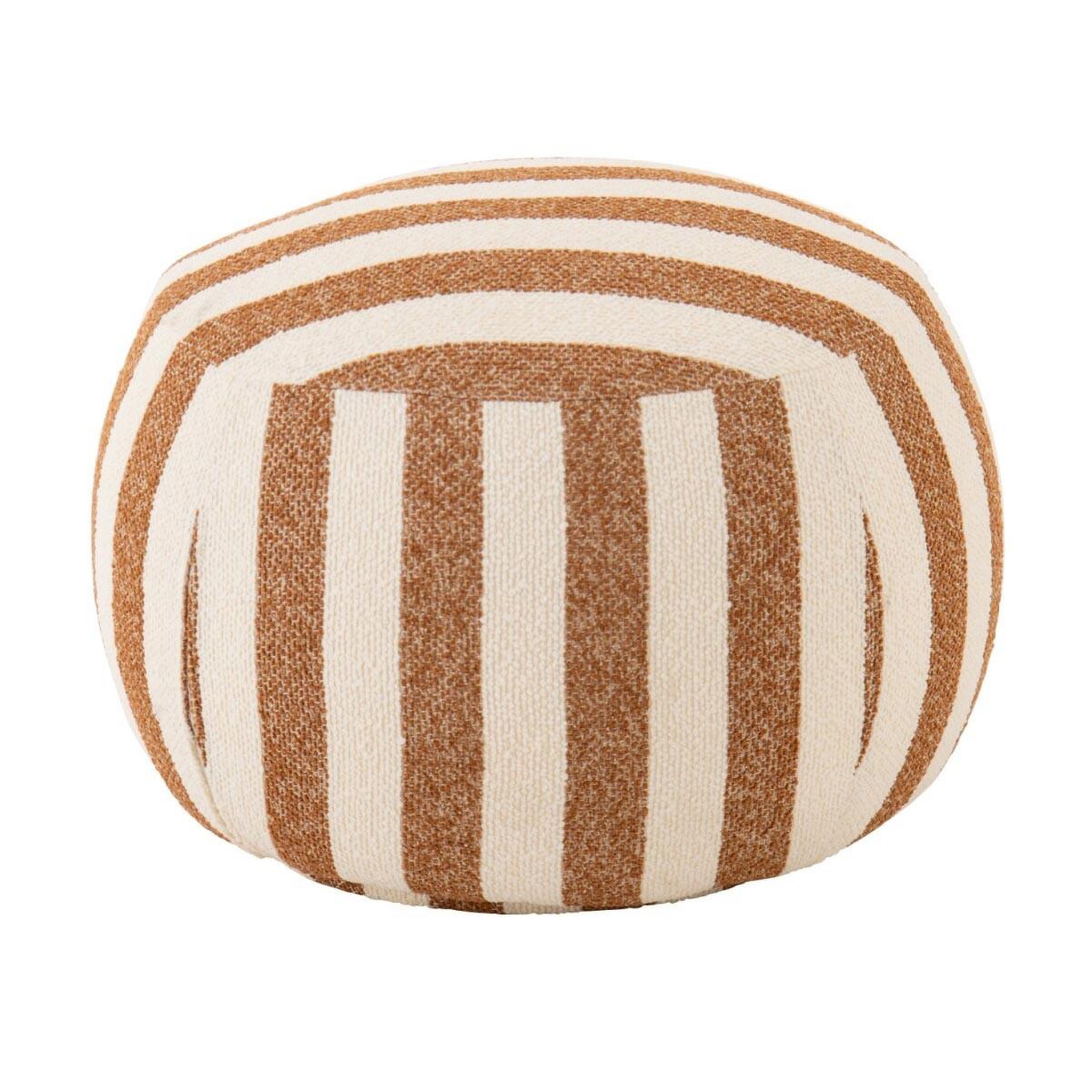 Voir la diapositive 2 : J-LINE Pouf à rayures  ligné  61cm camel & blanc cassé