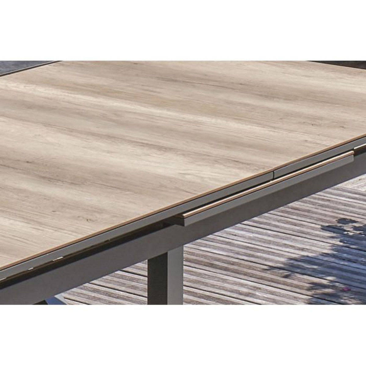 Paris Prix Table de Jardin Extensible Imitation Bois  Floride  180-240cm Gris Anthracite