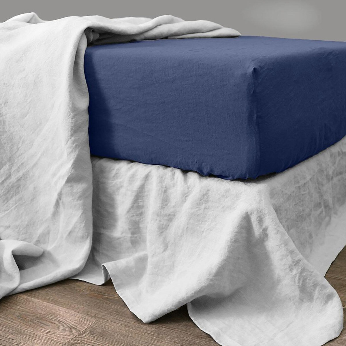 BATON ROUGE Drap housse 100% lin lavé uni