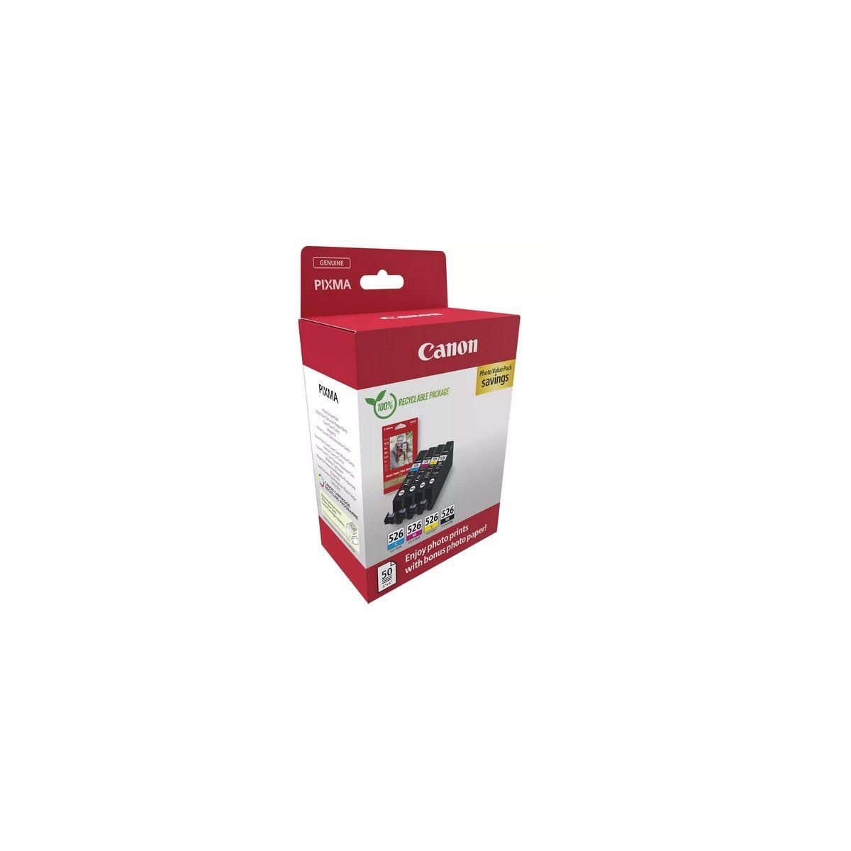 Canon Cartouche d'encre Pack Multipack 5 Originales CLI-526 (BK/C/M/Y) - 4540B007