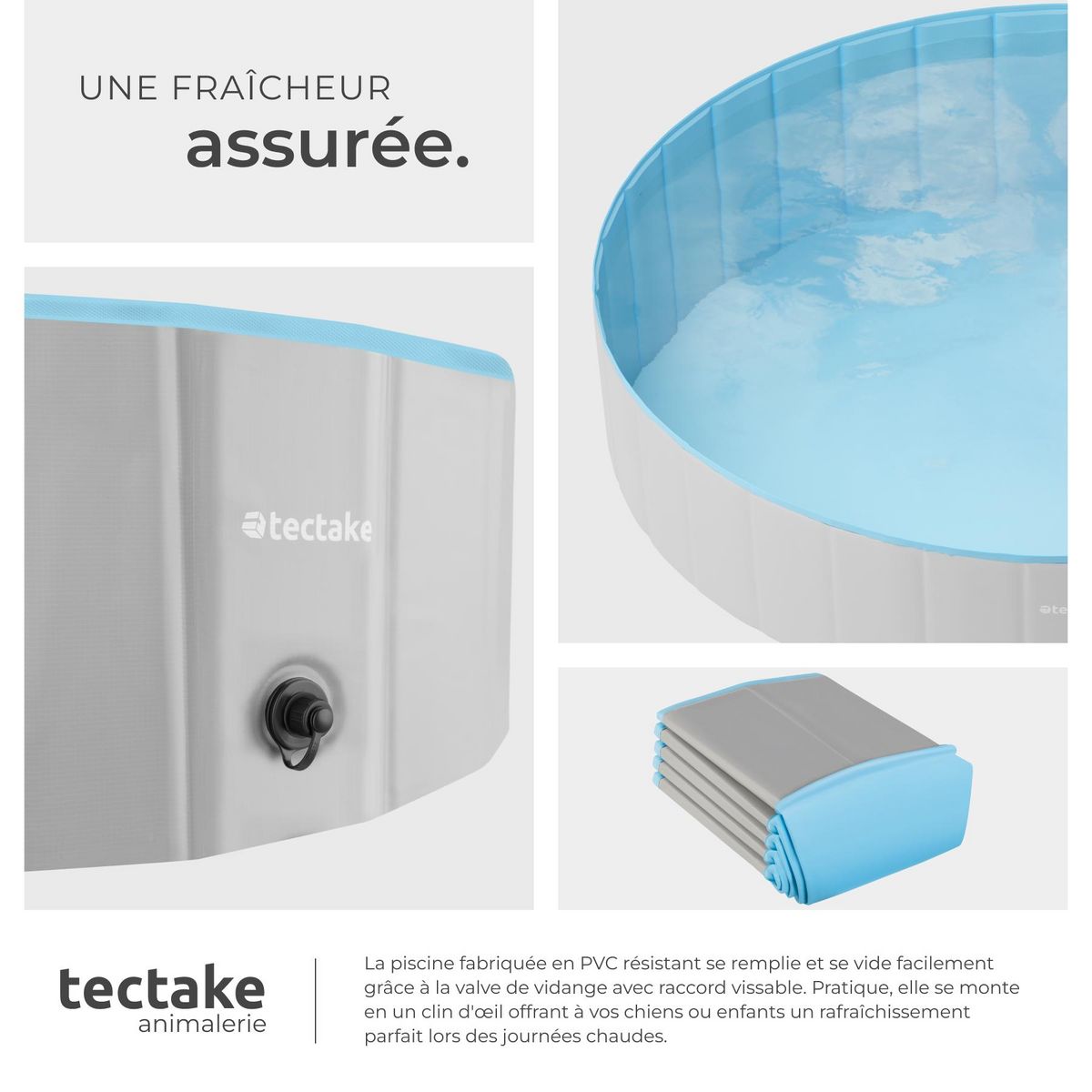 tectake Piscine pour chien en différentes tailles gris/bleu