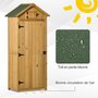 Voir la diapositive 5 : OUTSUNNY Armoire abri de jardin remise pour outils 3 étagères 2 portes loquets toit pente bitumé 77L x 54l x 179H cm sapin traité lasuré