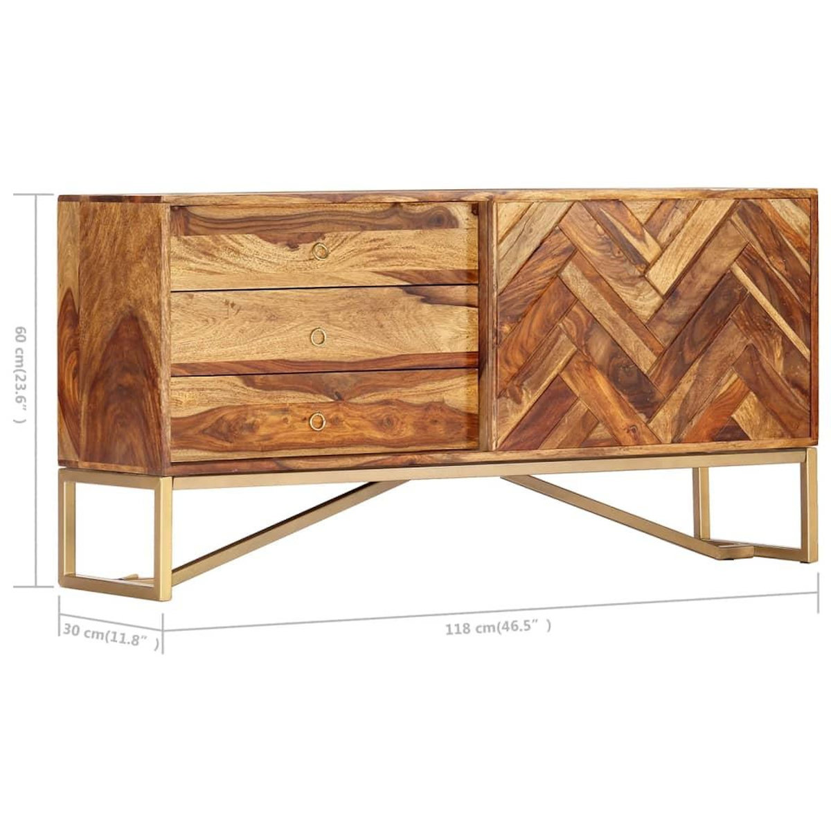 VIDAXL Buffet 118x30x60 cm Bois massif de Sesham