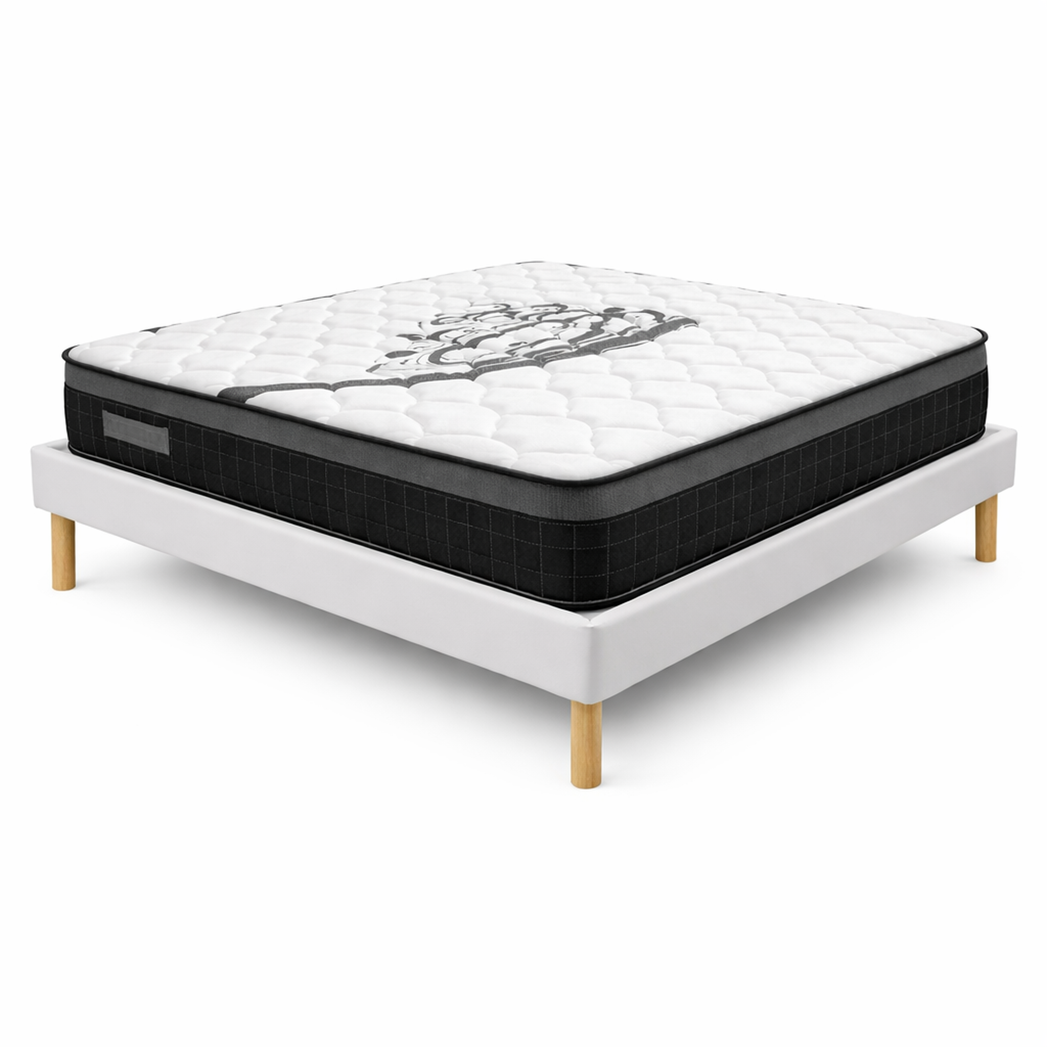 Voir la diapositive 2 : PROVENCE LITERIE Ensemble Sommier Tapissier et Matelas Soutien Ferme Mousse