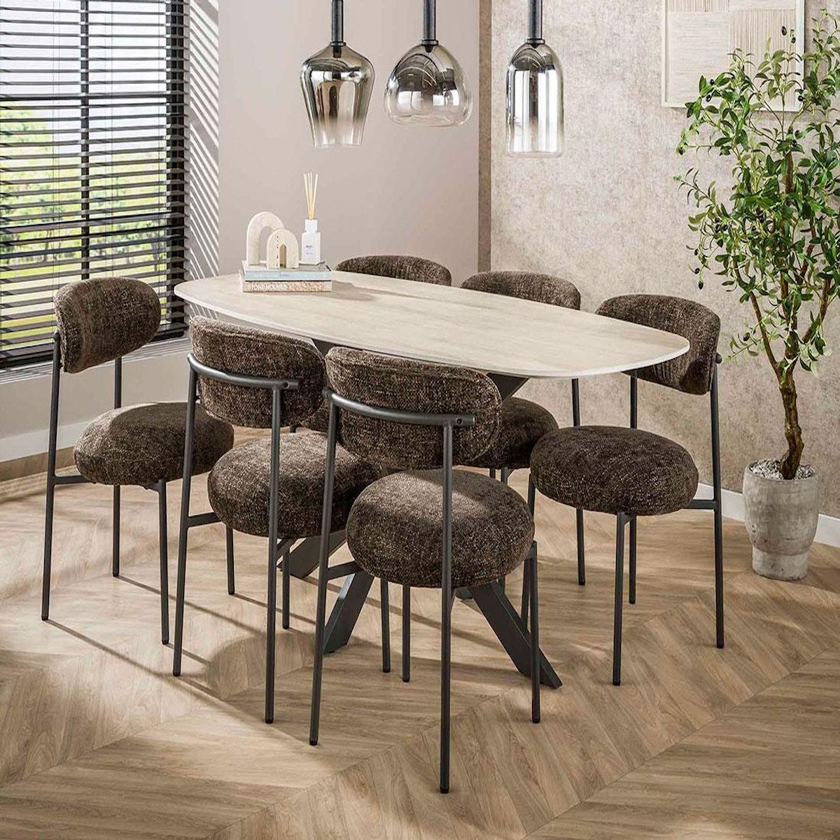 LISA DESIGN Adelia - lot de 2 chaises - pieds en métal - en tissu texturé