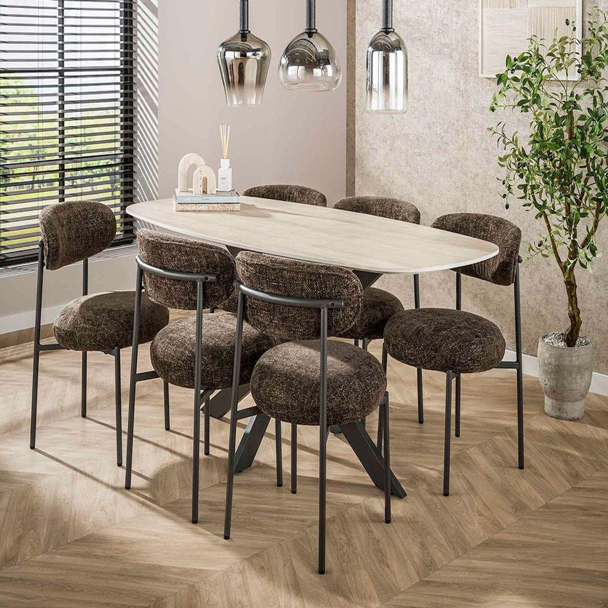 LISA DESIGN Adelia - lot de 2 chaises - pieds en métal - en tissu texturé