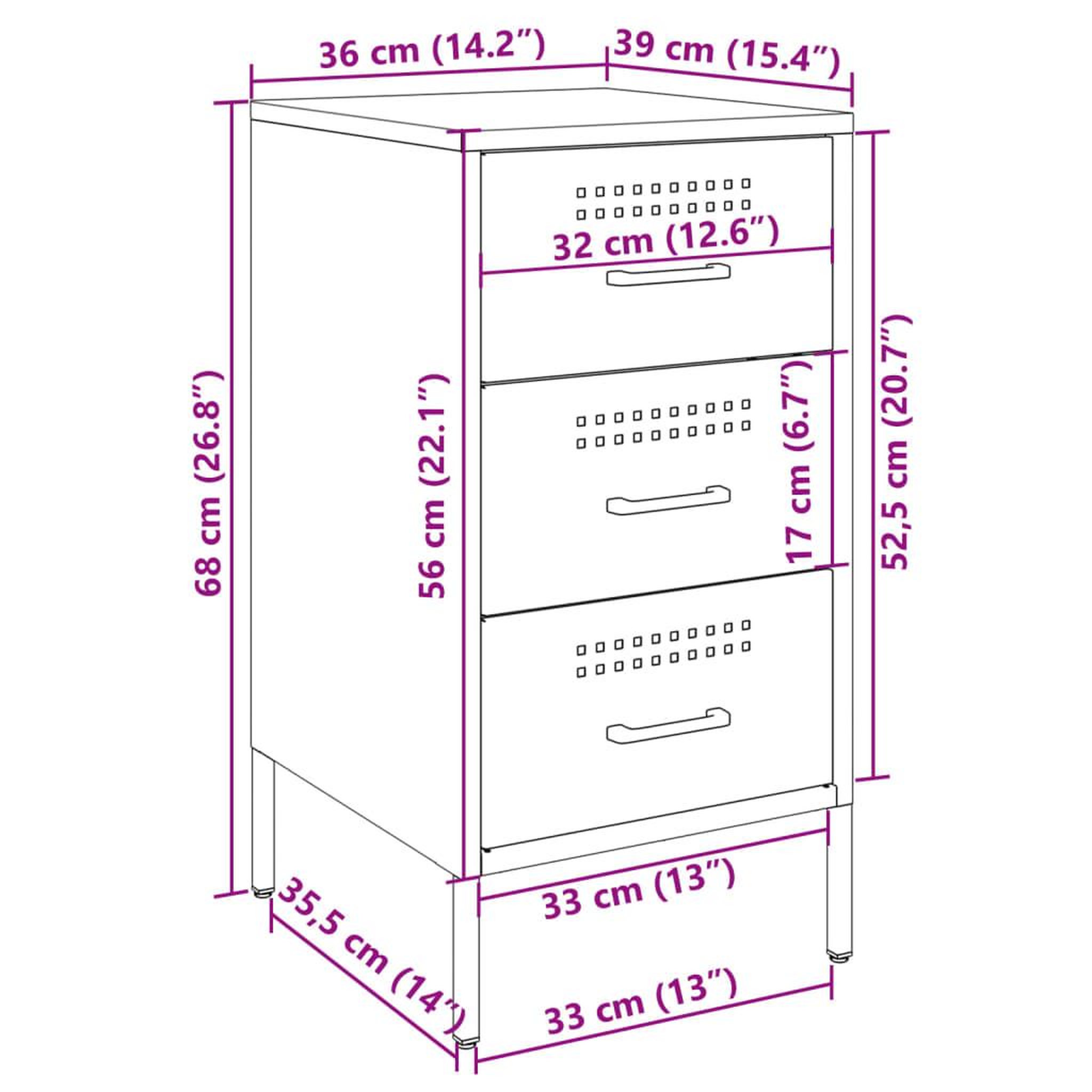 Voir la diapositive 6 : VIDAXL Tables de chevet 2 pcs vert olive 36x39x68 cm acier