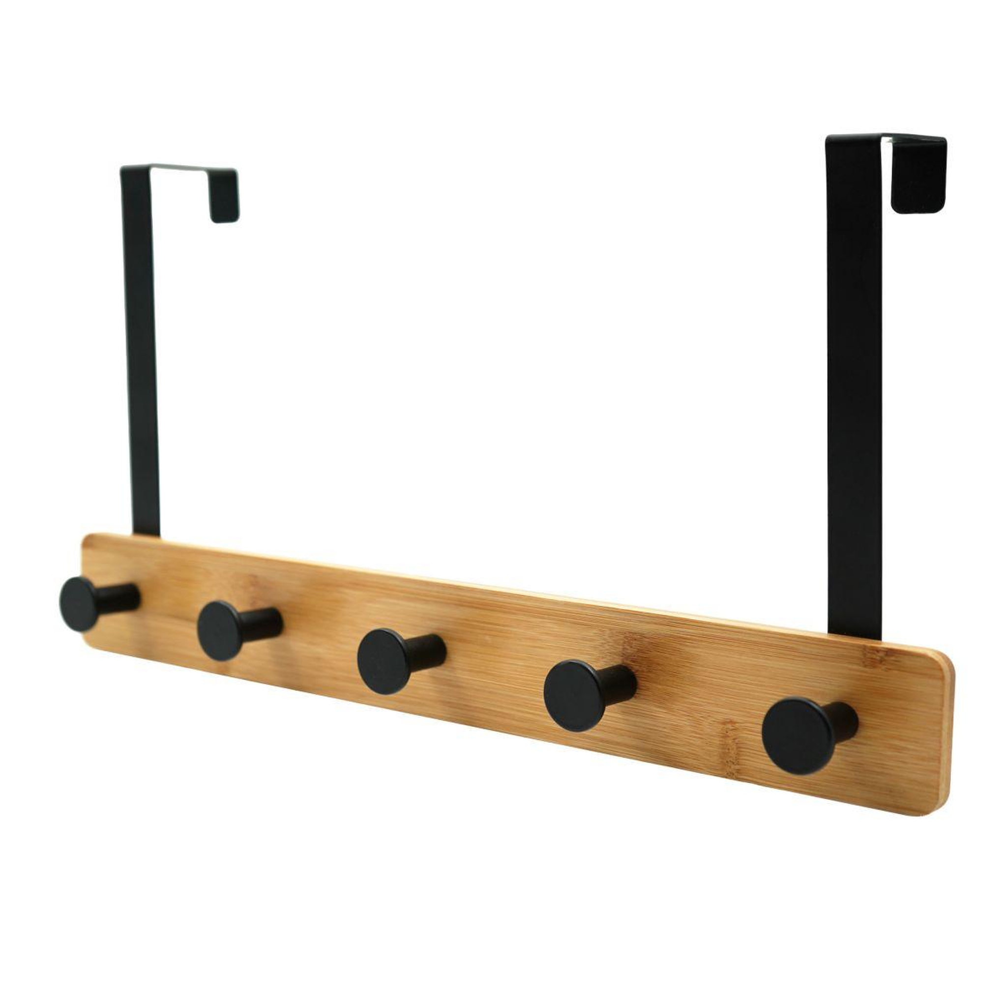 Voir la diapositive 3 : Douceur d'Intérieur Patère à suspendre 5 crochets  fixeo  38cm naturel & noir