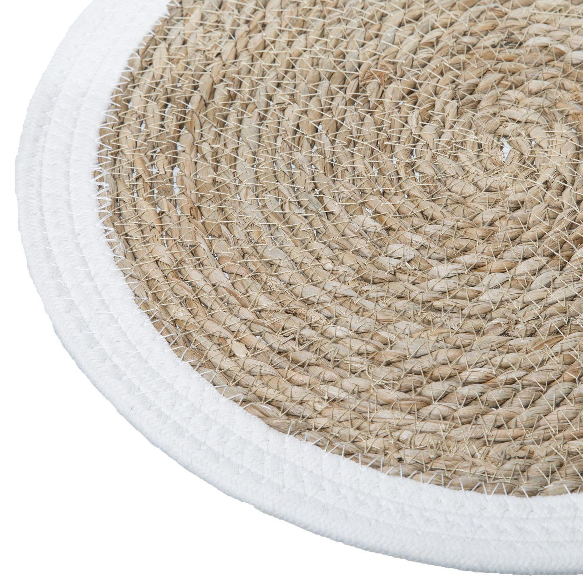 Voir la diapositive 2 : TOILINUX Lot de 6 sets de table rond en roseau et coton Pop