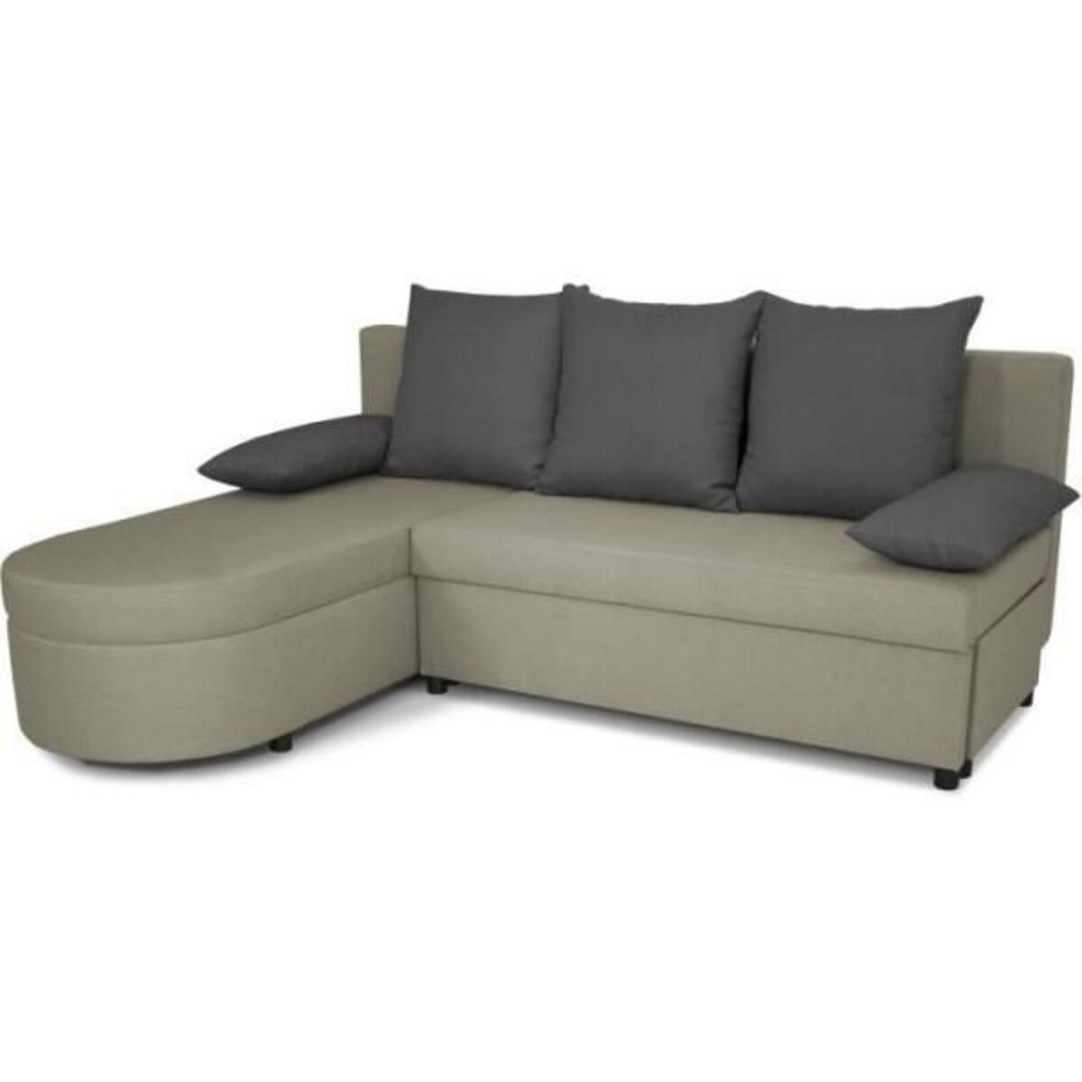 MARKET24 Canapé d'angle convertible réversible 3 places JEN - Tissu Gris - Style contemporain - L196 x H88 x P159 cm