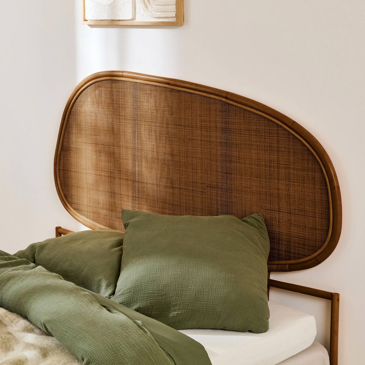 SWEEEK Tête de lit en rotin foncé