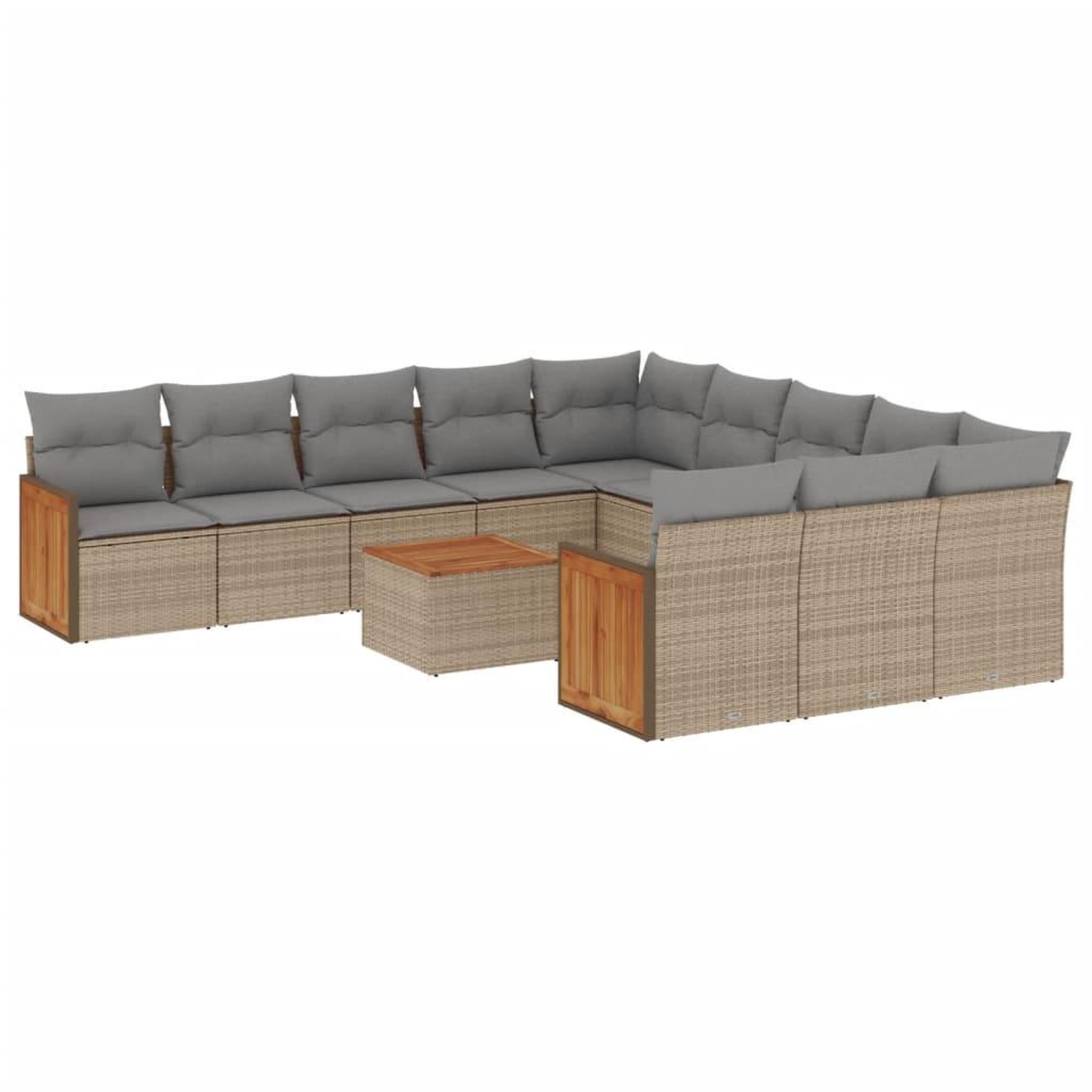 Voir la diapositive 2 : VIDAXL Salon de jardin avec coussins 12 pcs beige resine tressee