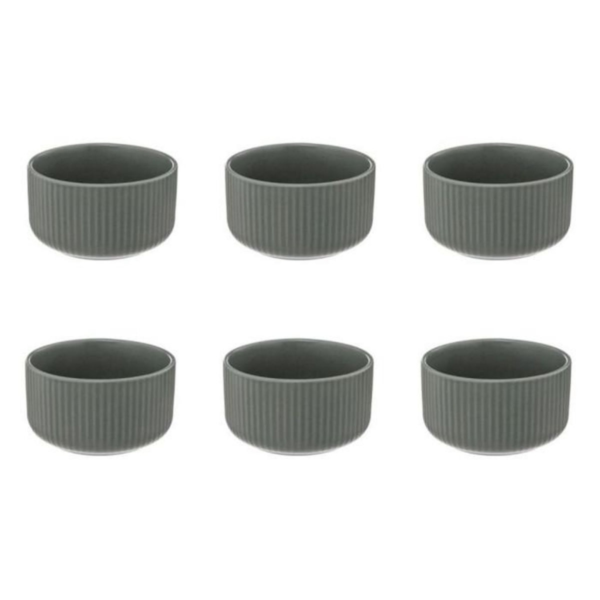 SECRET DE GOURMET Lot de 6 Bols Ronds  Côtelé  42cl Vert