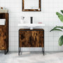 Voir la diapositive 3 : VIDAXL Armoire lavabo de salle de bain chene fume 60x33x60 cm