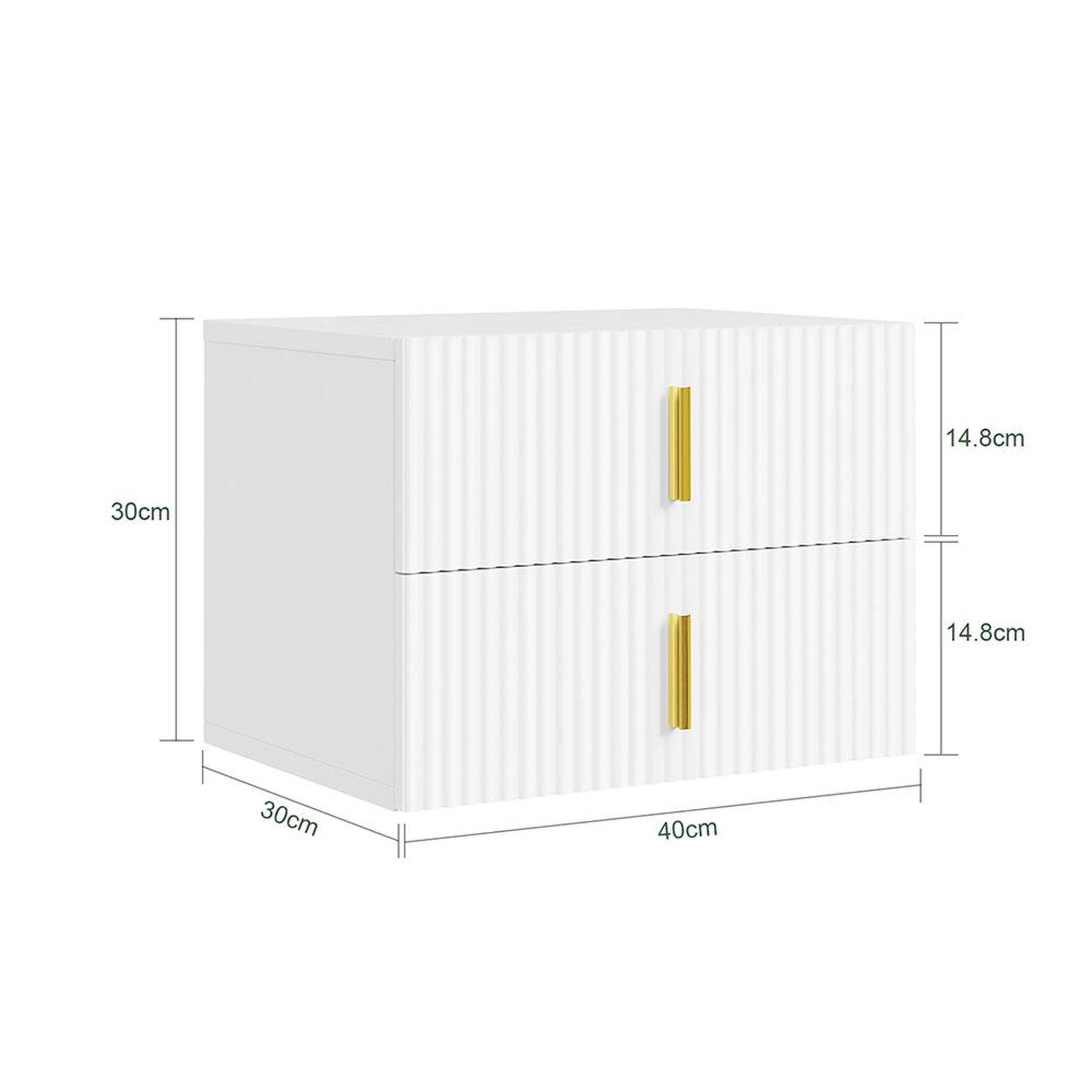 Voir la diapositive 3 : SOBUY Chevet 2 Tiroirs Blanc 40x30x30cm FBT177-E-W