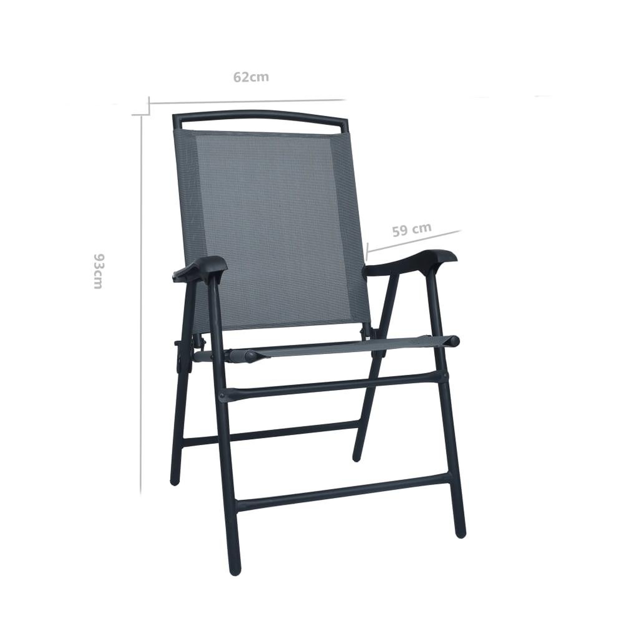Voir la diapositive 6 : VIDAXL Chaises de jardin pliables lot de 2 Textilene Gris
