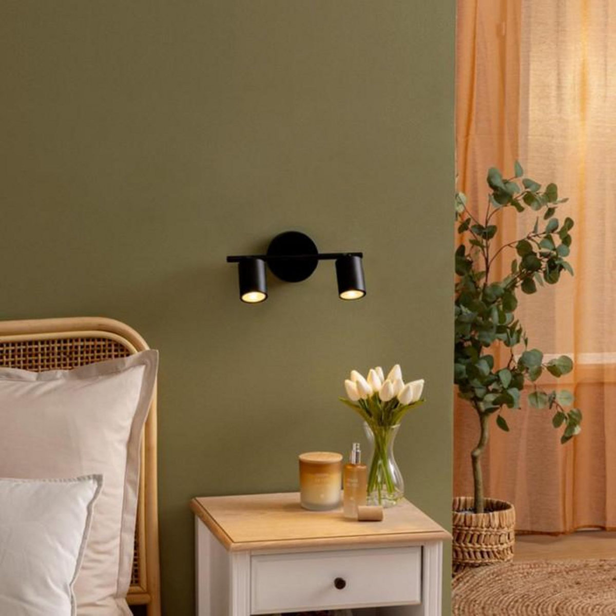 ATMOSPHERA Applique Murale 2 Spots Orientables  Vico  16cm Noir