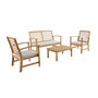 Voir la diapositive 2 : SWEEEK Salon de jardin CHLOE en bois d'acacia 4 places, avec coussins en polyester, un canapé, une table, deux fauteuils