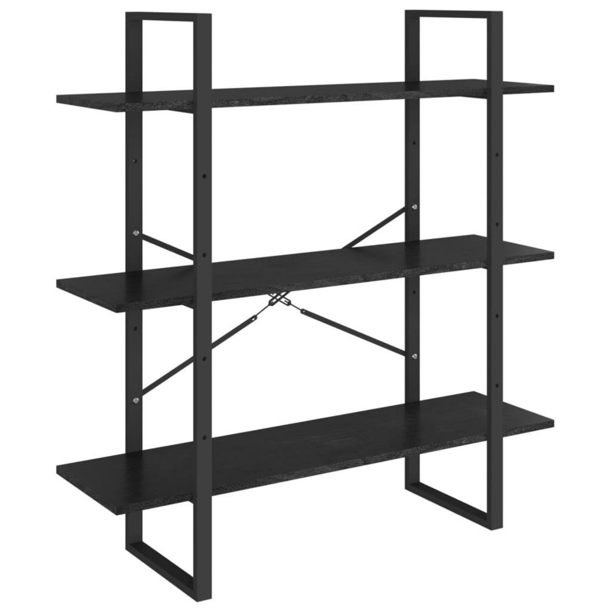 VIDAXL Bibliotheque a 3 niveaux Noir 100x30x105 cm Bois de pin massif