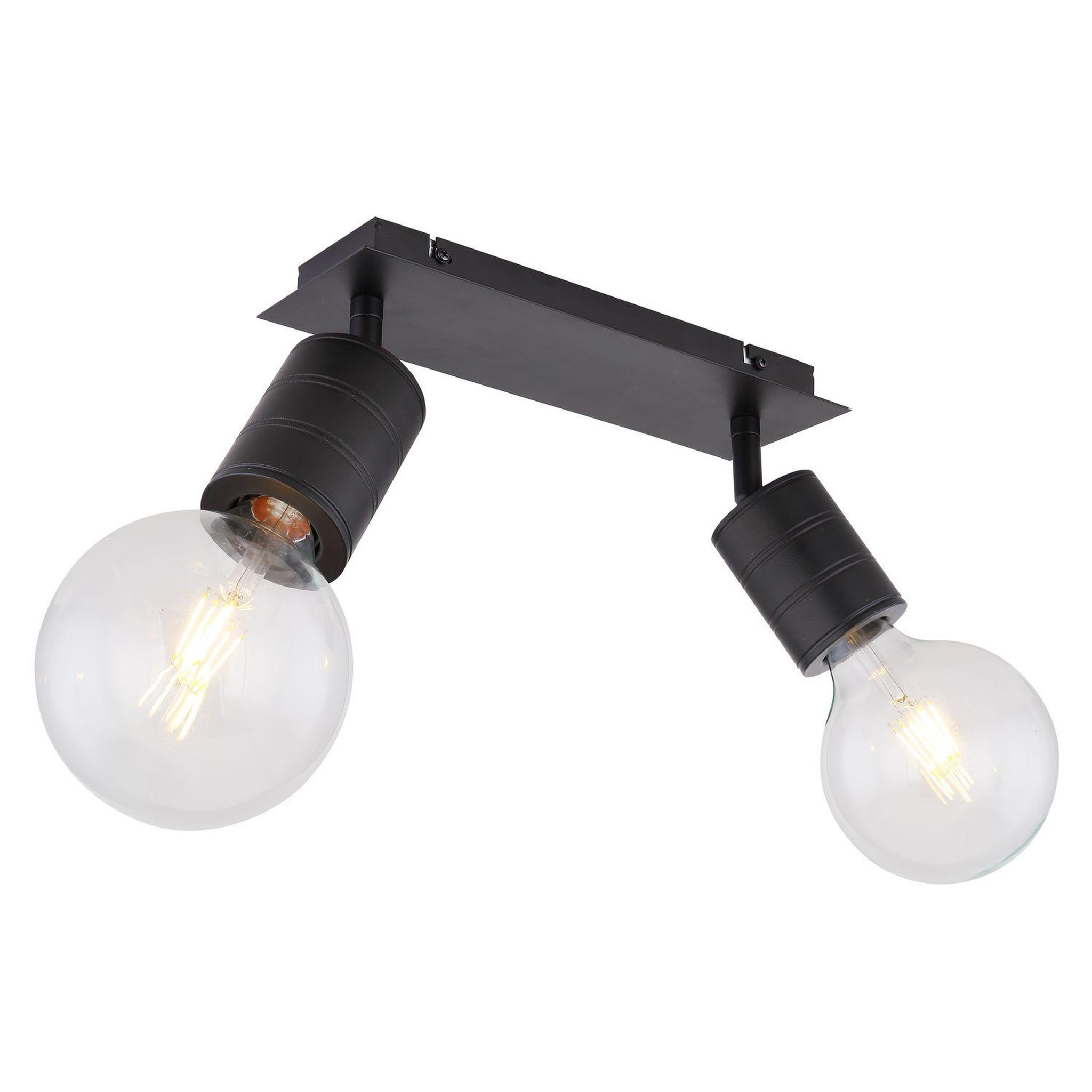 GLOBO Spot plafonnier design métal hermine - 2 ampoules - noir