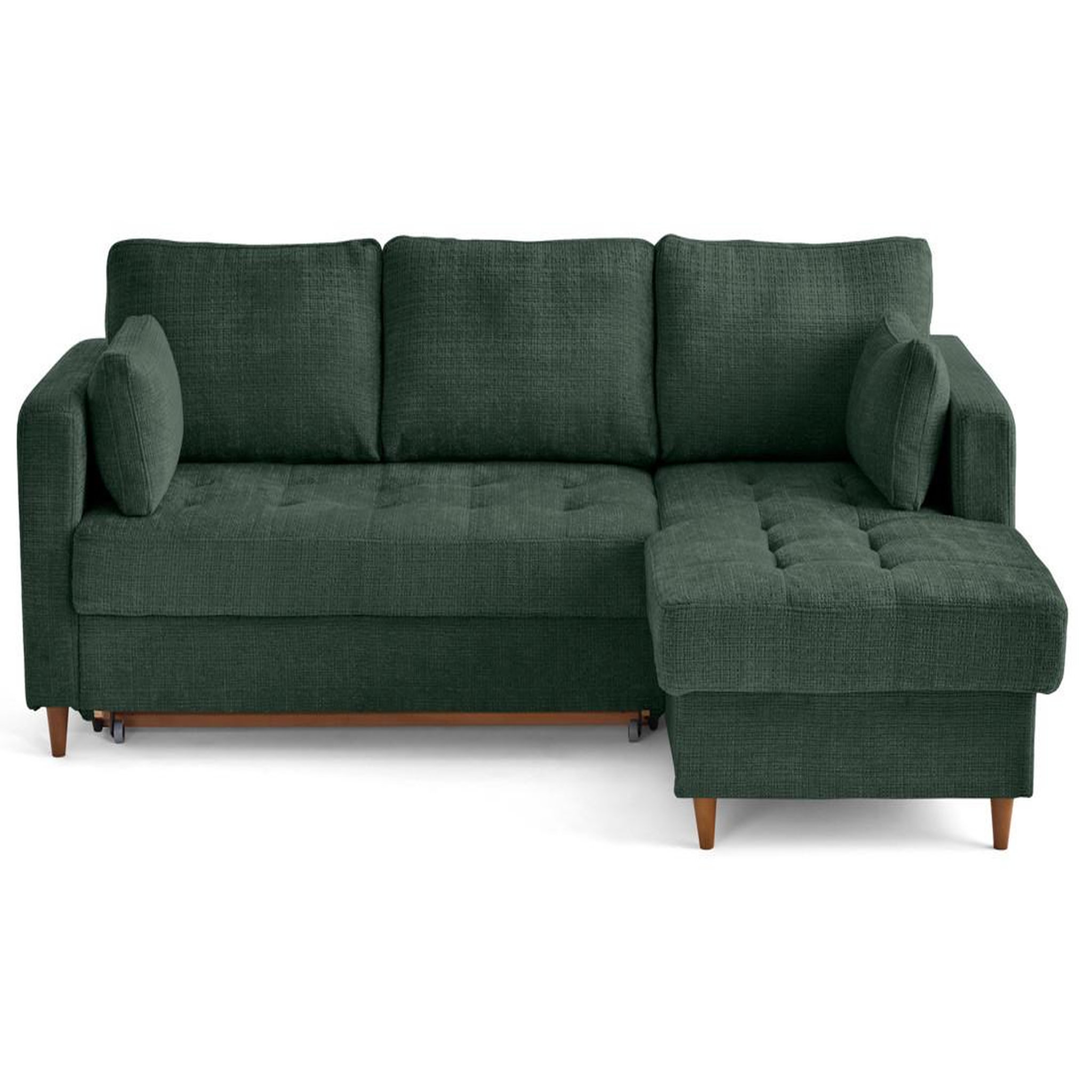 Voir la diapositive 1 : LISA DESIGN Anna - canapé d'angle droit 4 places convertible avec coffre en velours texturé