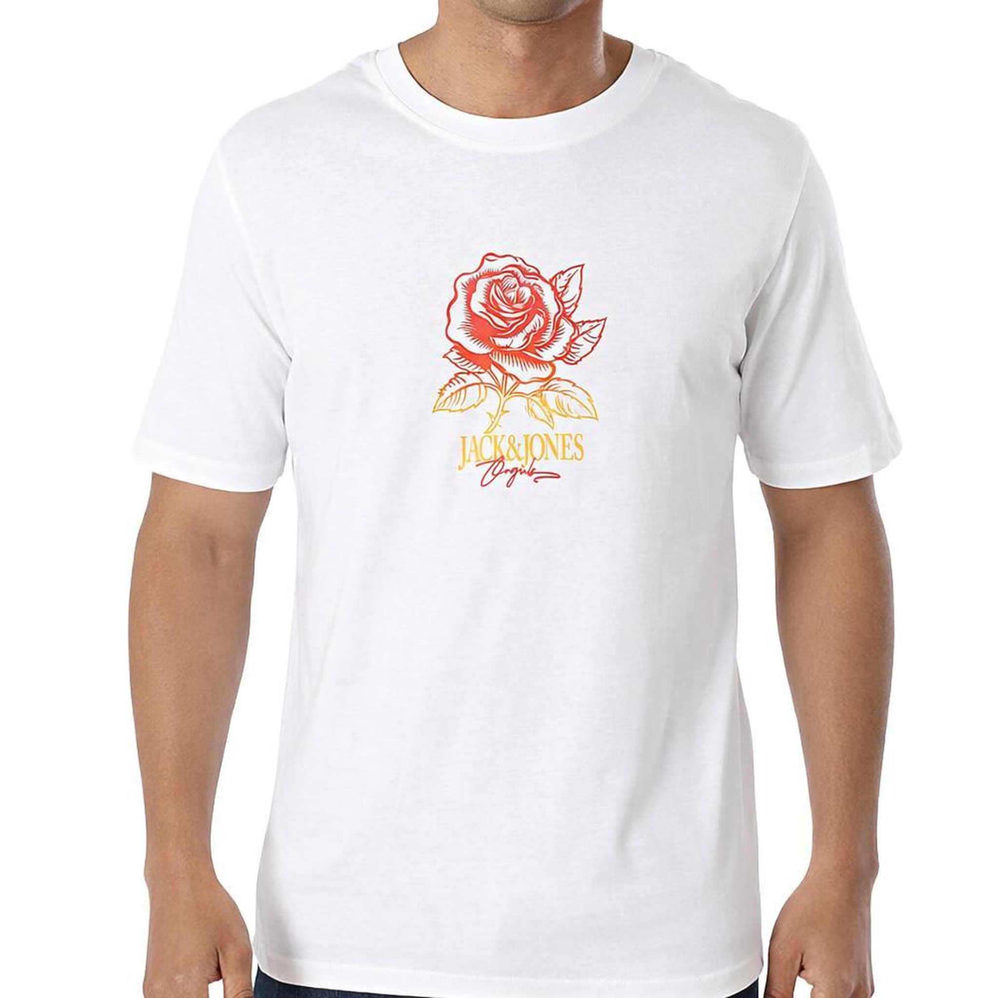 Jack & Jones T-Shirt Blanc Noir Jack & Jones Joralmeria. Coloris disponibles : Blanc