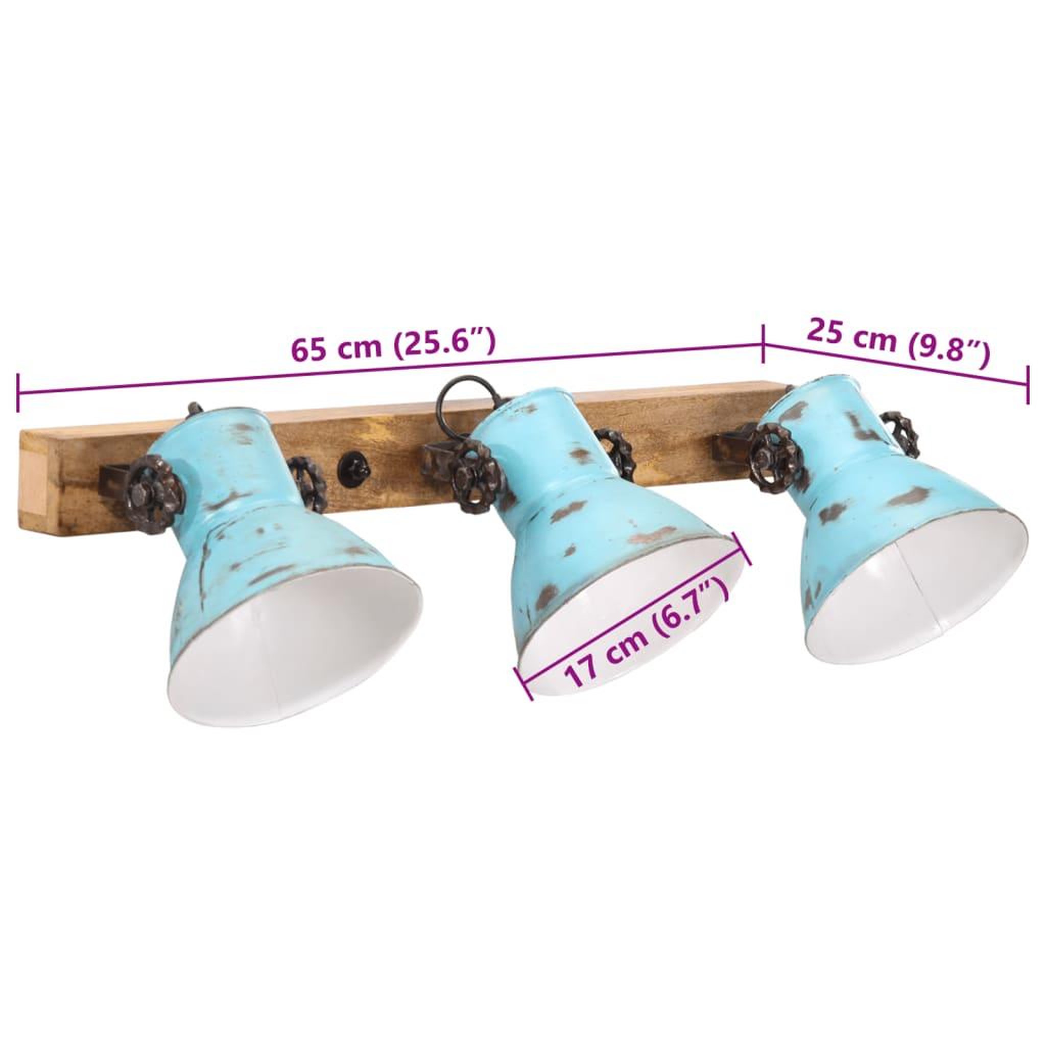 Voir la diapositive 6 : VIDAXL Lampe murale 25 W bleu delave 65x25 cm E27