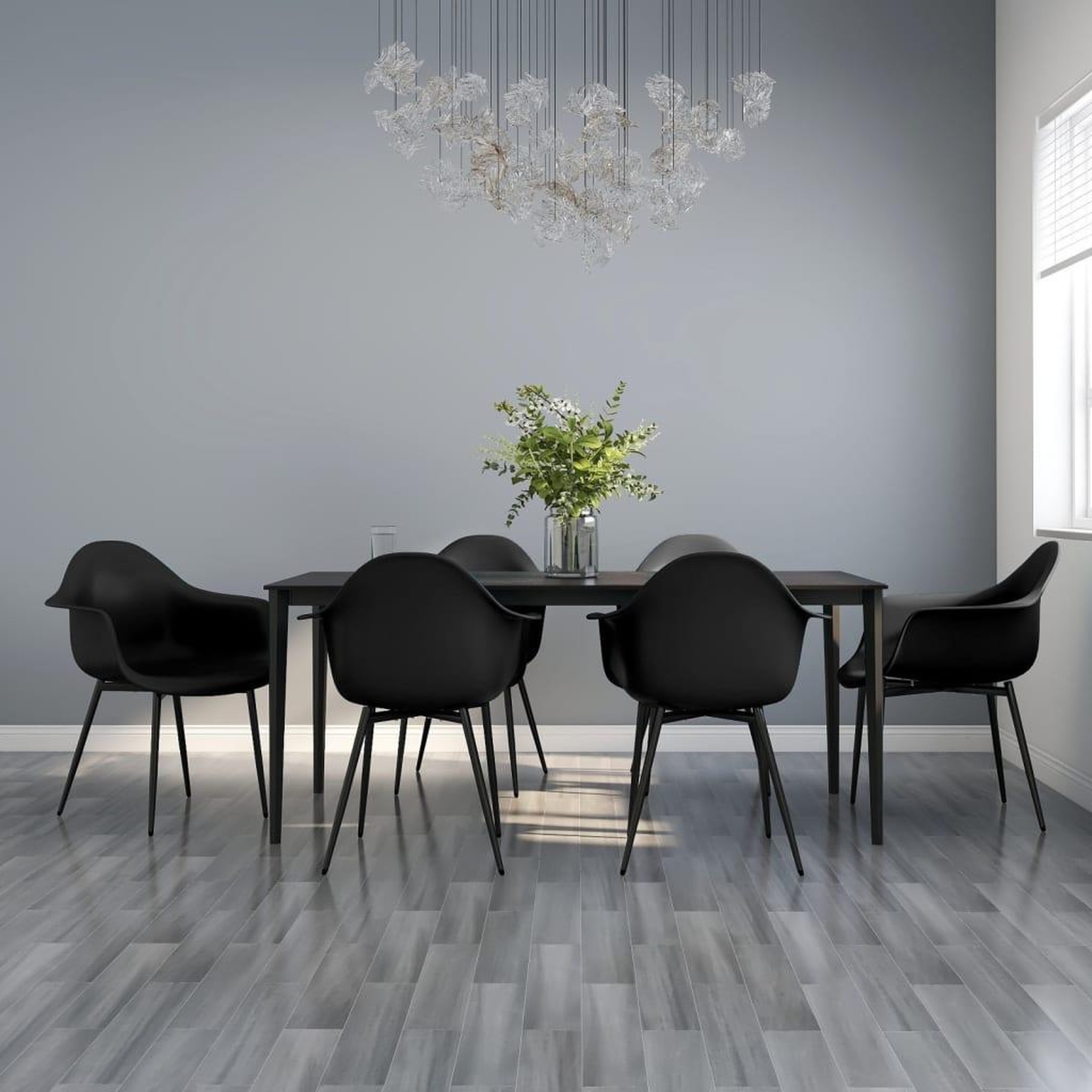 VIDAXL Chaises a manger lot de 6 noir PP