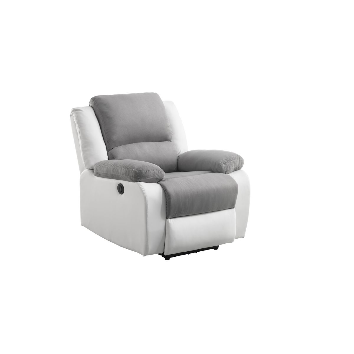 Fauteuil relax électrique pu blanc + tissu gris HELENA