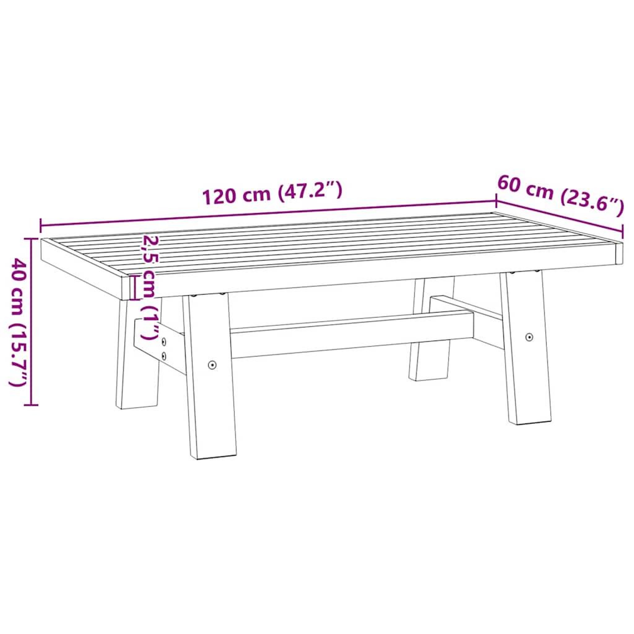 Voir la diapositive 6 : VIDAXL Table basse NOAIN pieds en forme de A 120x60x40 cm massif pin