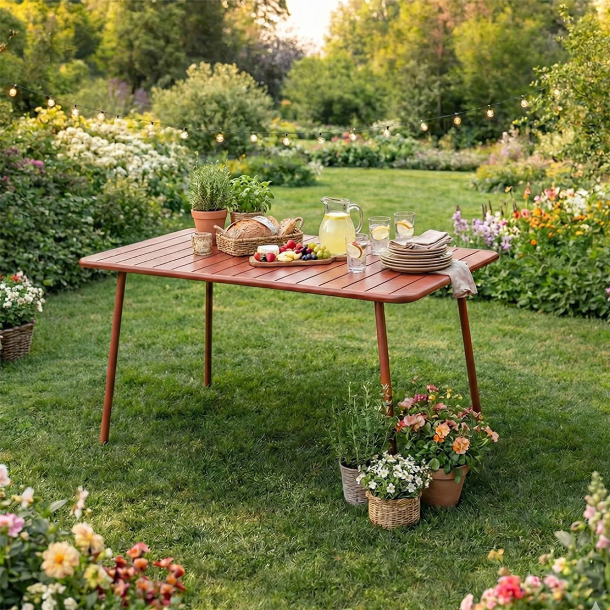 CONCEPT USINE Table de jardin 4 à 6 places 120cm terracotta BERGAME