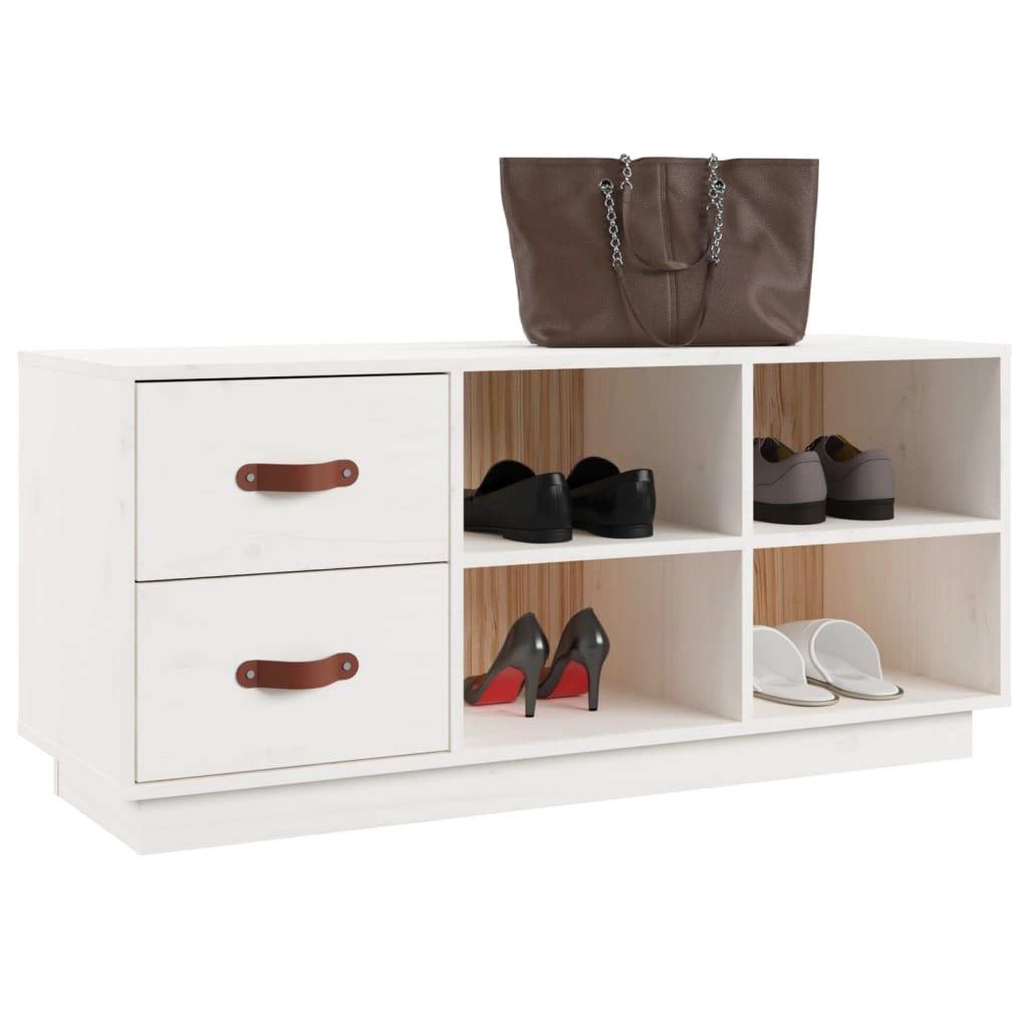 Voir la diapositive 4 : VIDAXL Banc a chaussures Blanc 100x34x45 cm Bois de pin massif