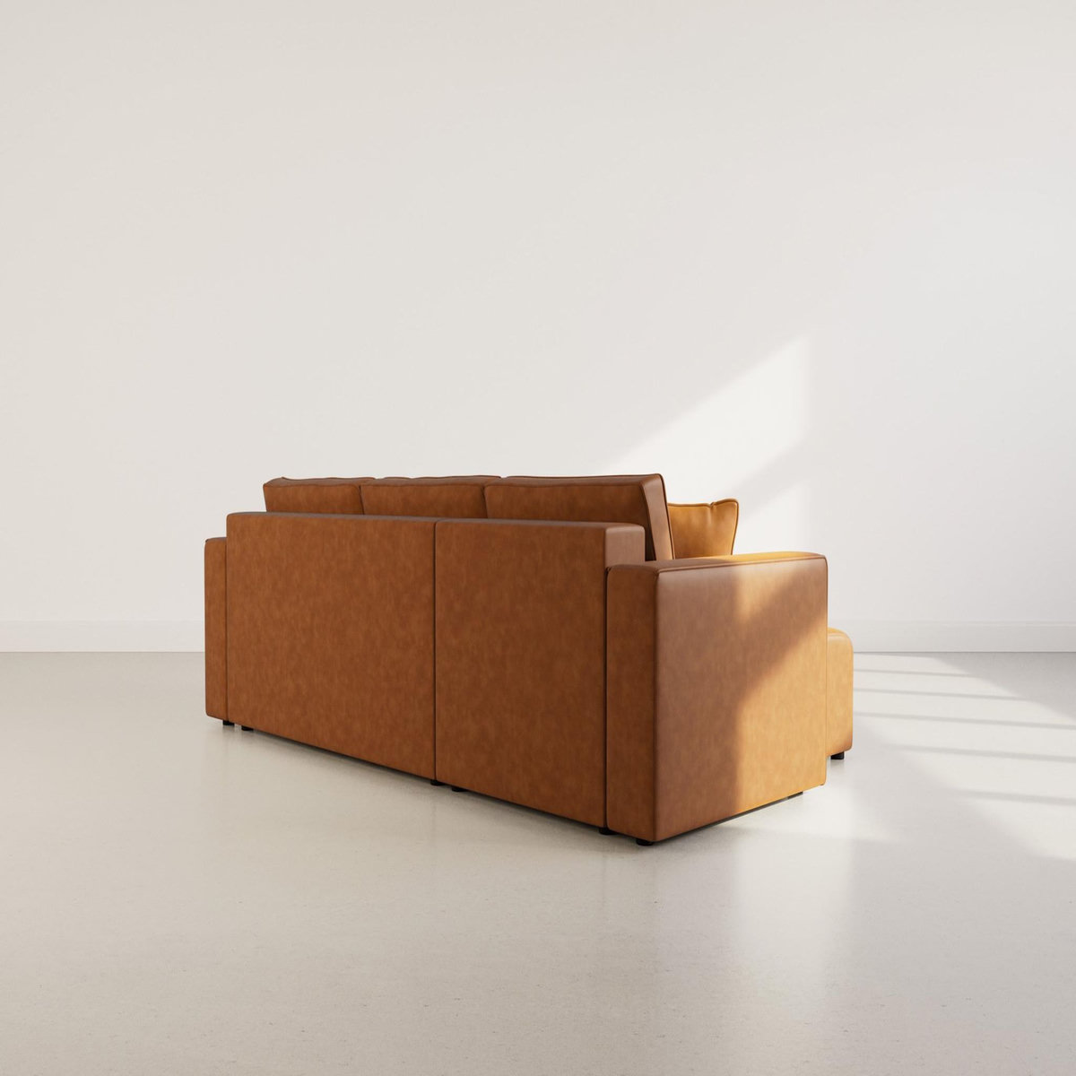 BEST MOBILIER Topaze - canapé d'angle réversible 4 places convertible avec coffre en simili