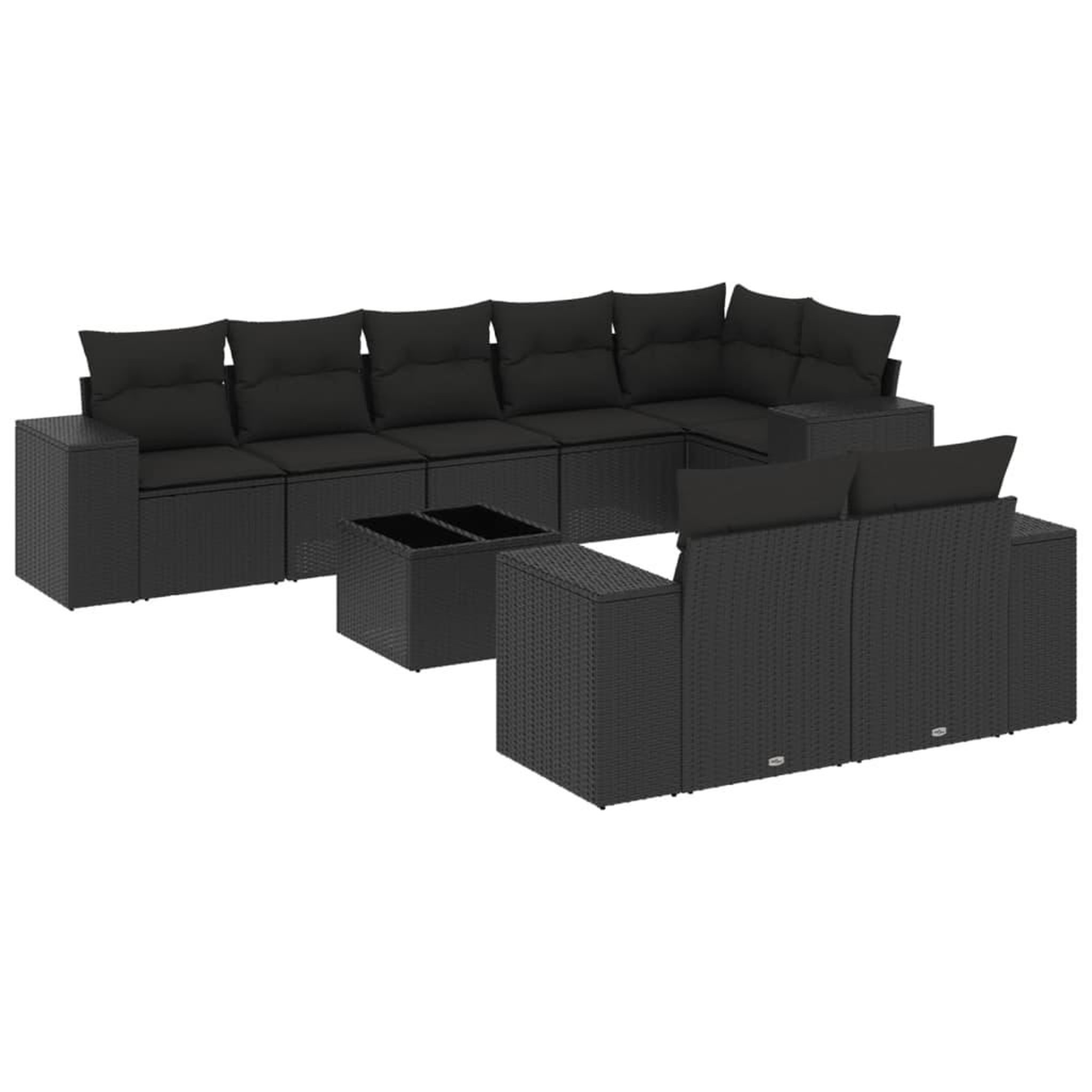 Voir la diapositive 2 : VIDAXL Salon de jardin 9 pcs avec coussins noir resine tressee