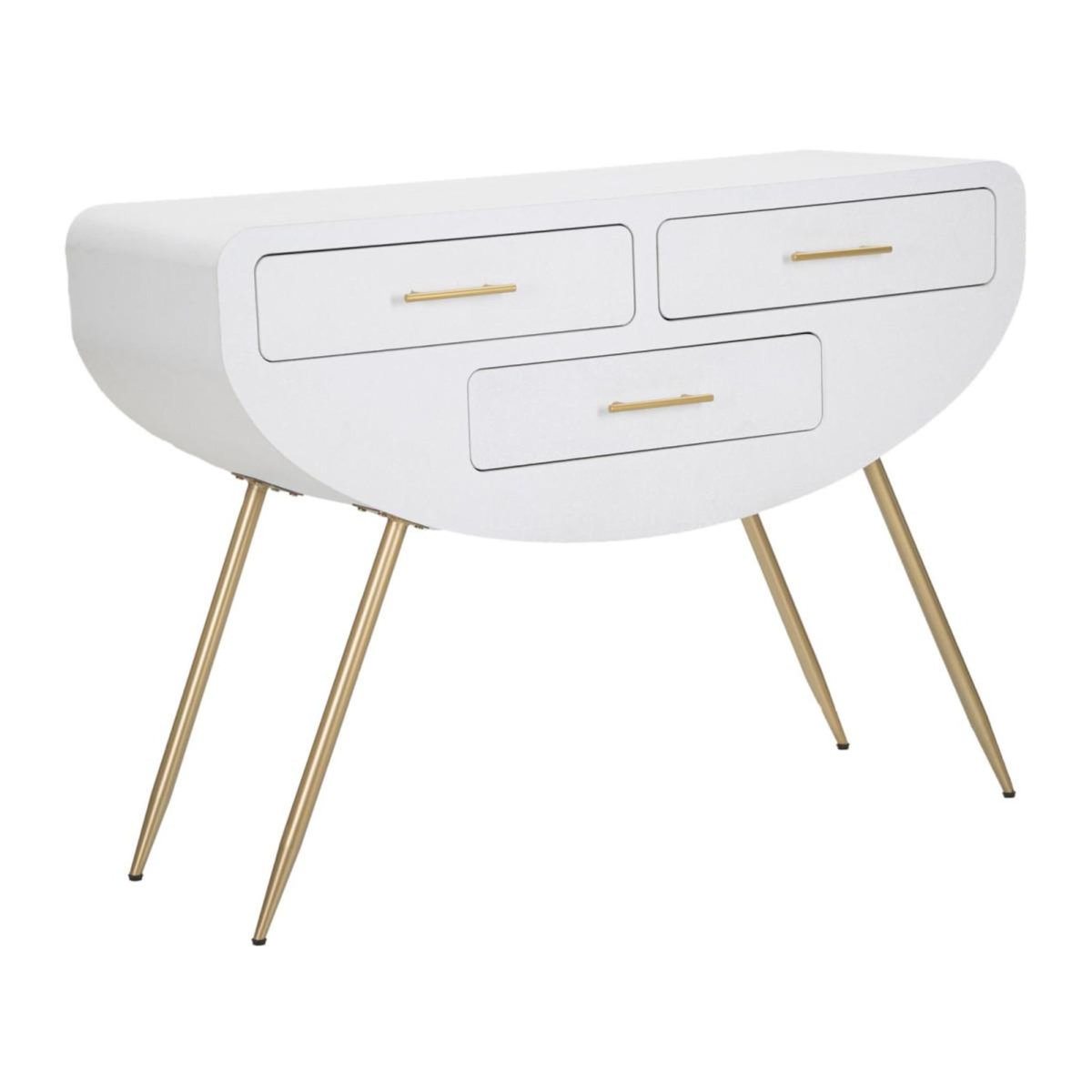 Paris Prix Console 3 Tiroirs Design  Venus  110cm Blanc & Or