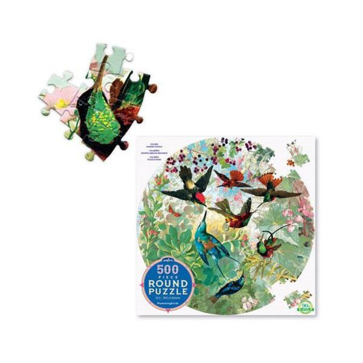 Eeboo Puzzle Eeboo Colibris Rond 500 pièces
