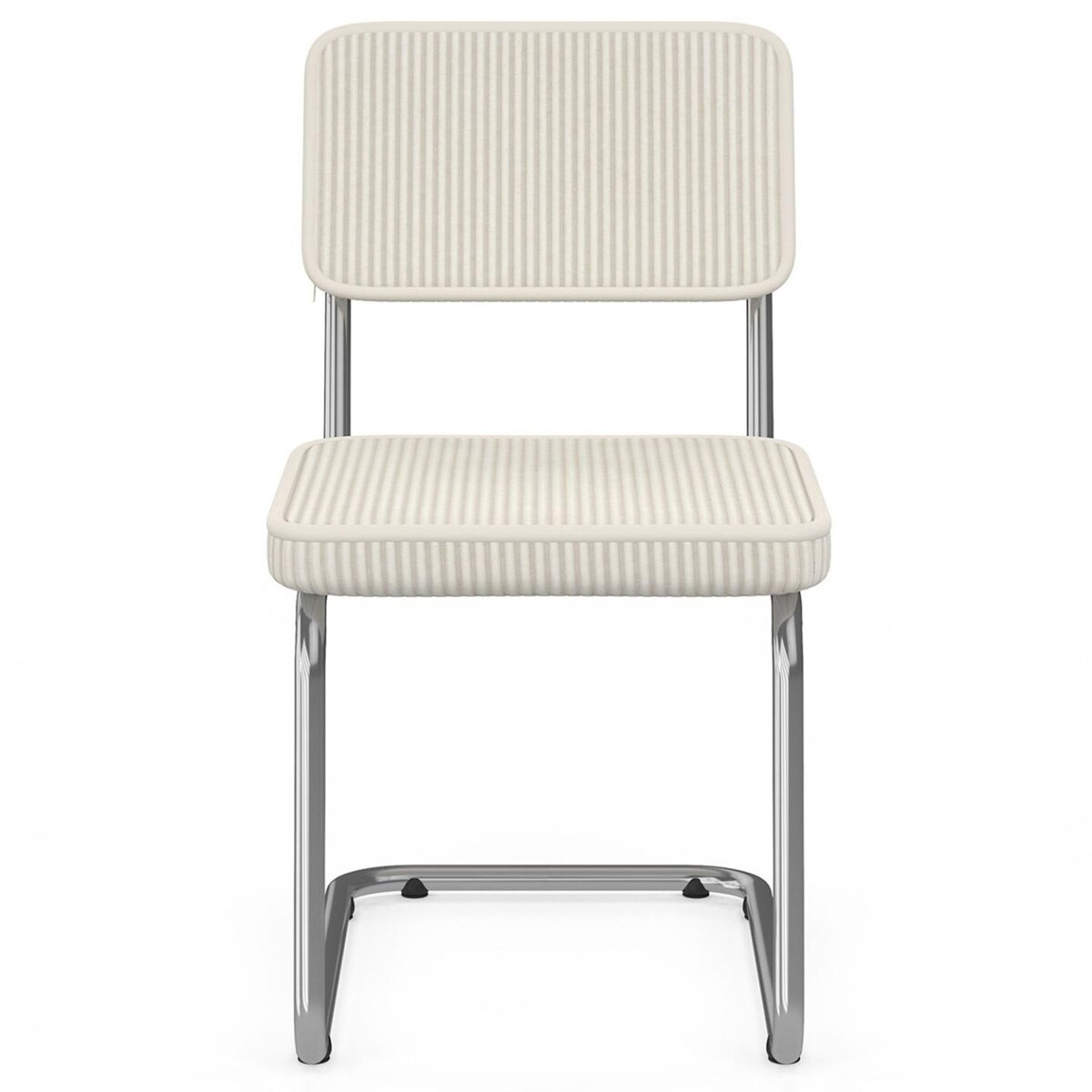 ID MARKET Lot de 4 chaises cantilever NAHE en velours côtelé beige et pied métal