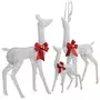 VIDAXL Decoration de Noël famille de rennes Blanc et argente 201 LED