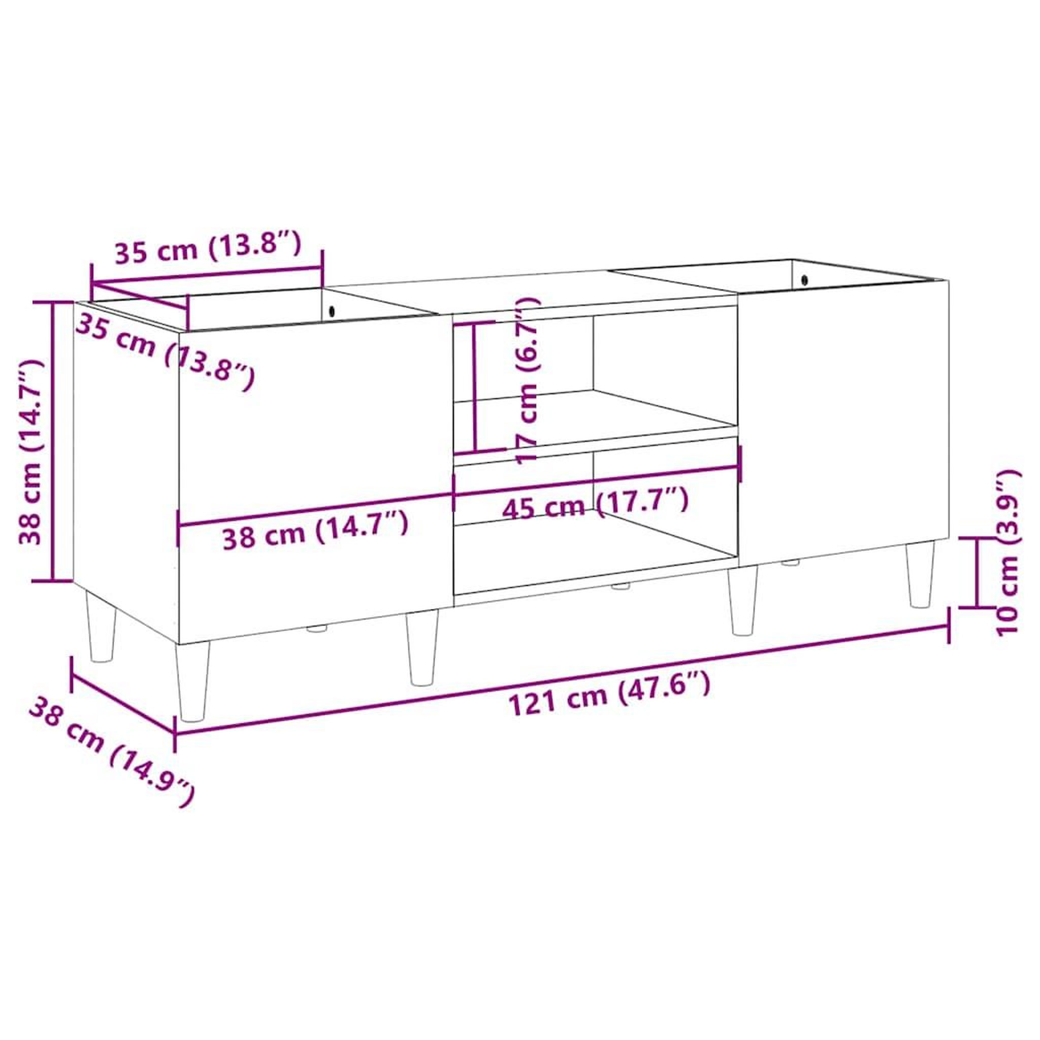 Voir la diapositive 6 : VIDAXL Meuble a disques blanc 121x38x48 cm bois d'ingenierie
