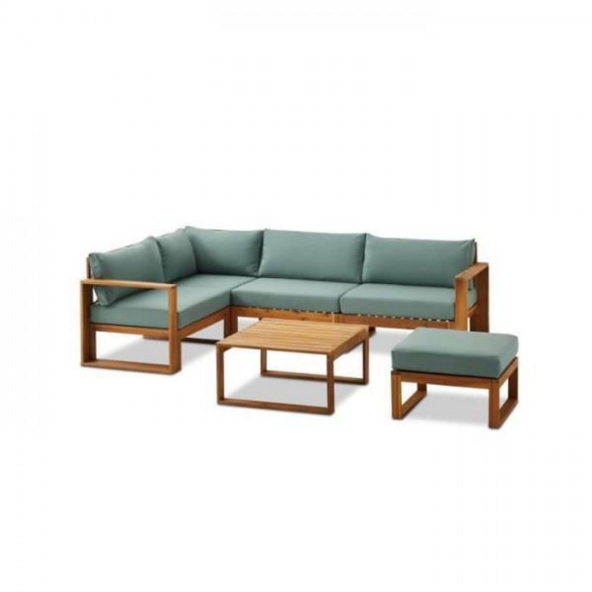 BOCARNEA Salon de jardin en bois d'Acacia FSC - 6 personnes - Levata - Vert d'eau