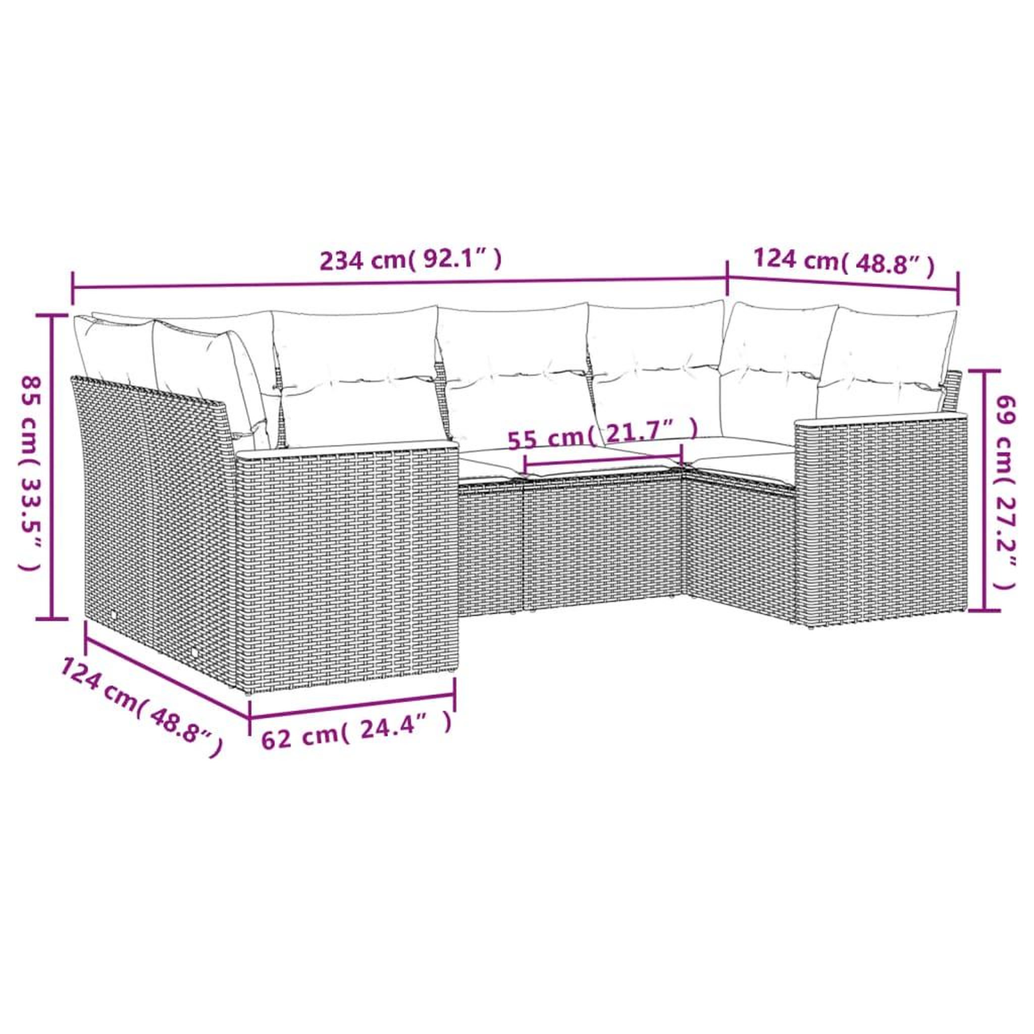 Voir la diapositive 6 : VIDAXL Salon de jardin 6 pcs avec coussins gris resine tressee