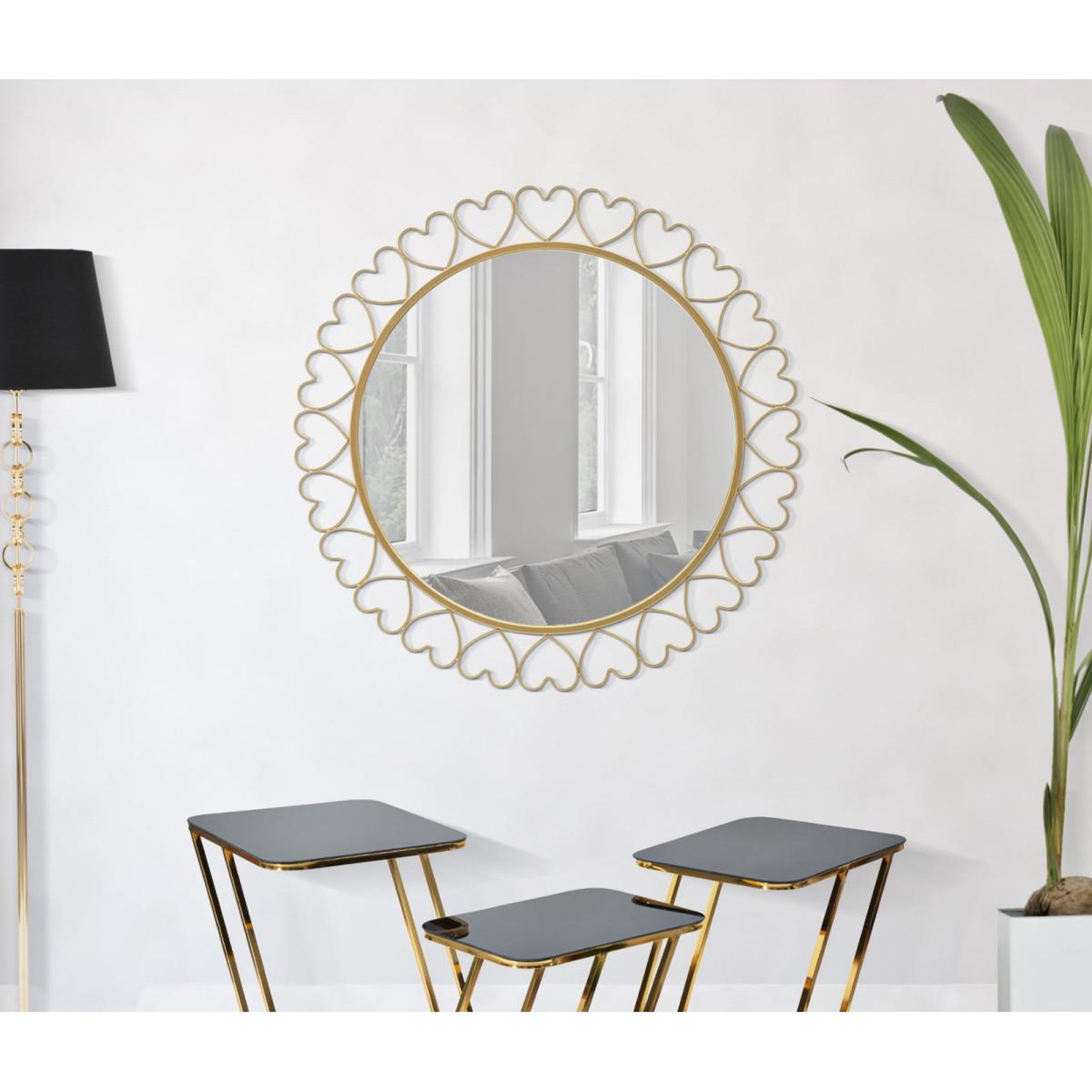 Voir la diapositive 5 : Paris Prix Miroir Mural Déco  Hearts  80cm Or