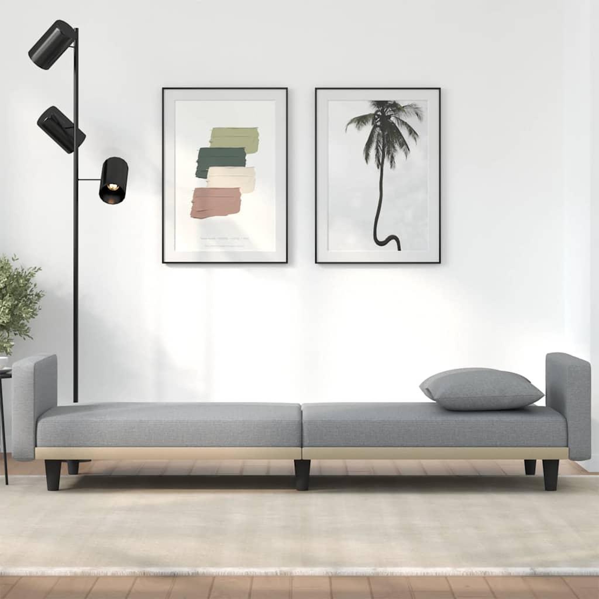 Voir la diapositive 3 : VIDAXL Canape-lit avec coussins gris clair tissu