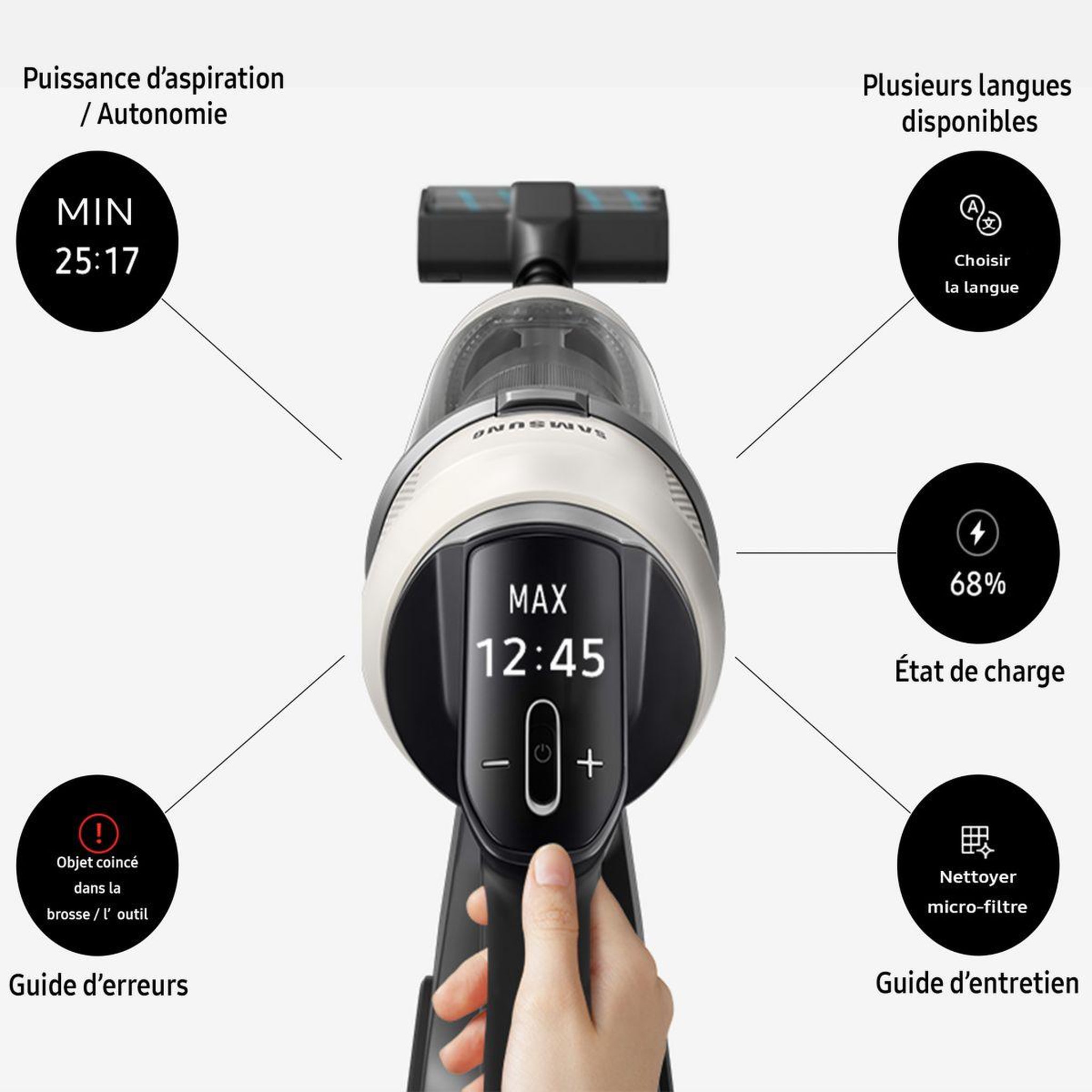 Voir la diapositive 4 : Samsung Aspirateur balai bespoke ai jet lite complete vs80f28efp