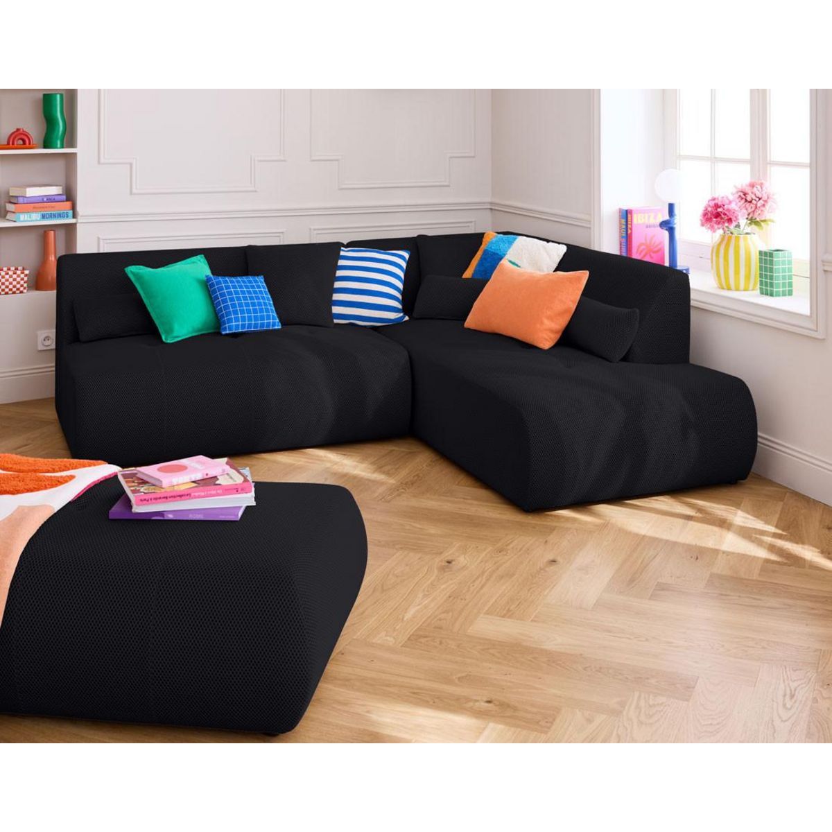 LISA DESIGN Onyx - pouf d'appoint - en tissu mailles 3d