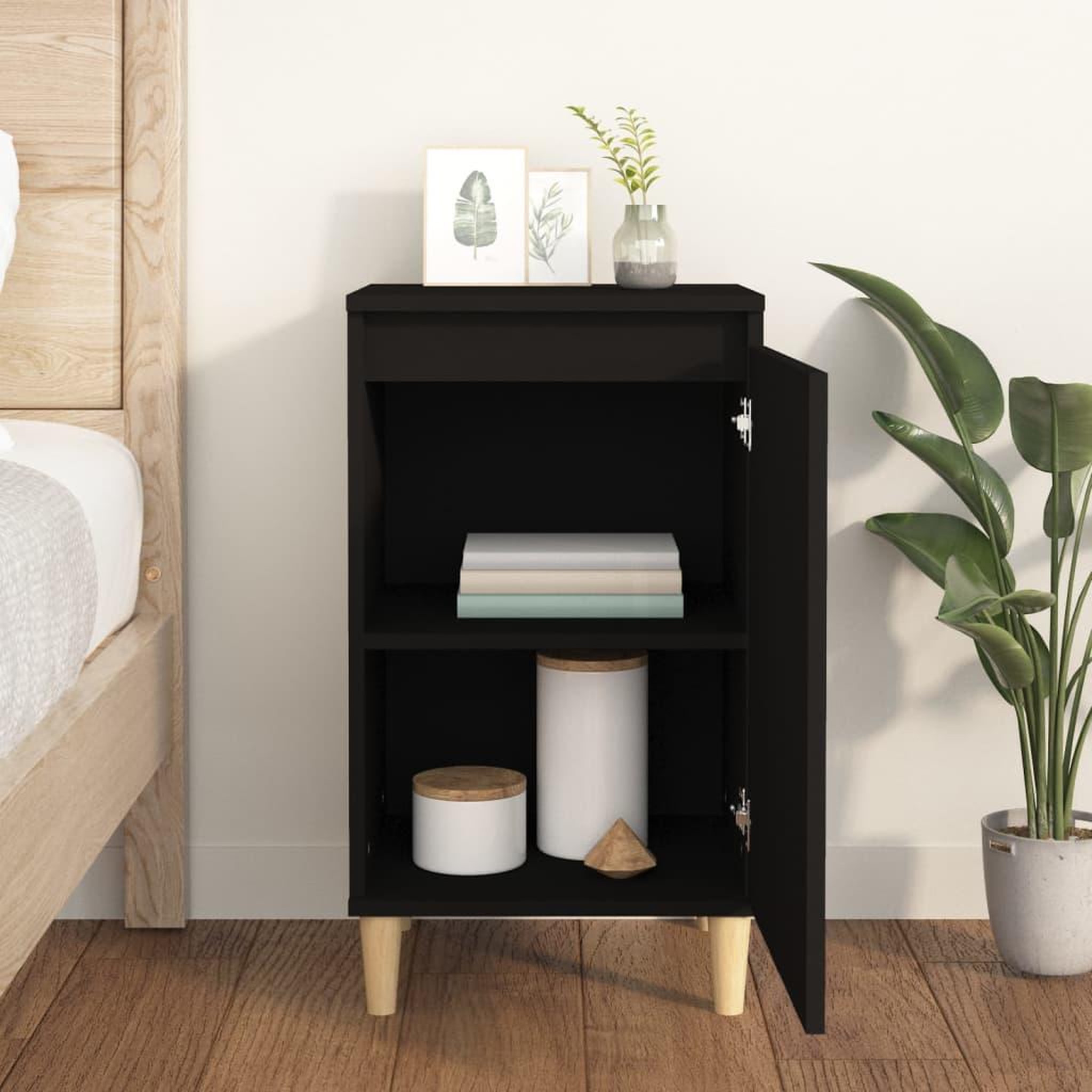 Voir la diapositive 3 : VIDAXL Table de chevet noir 40x35x70 cm bois d'ingenierie