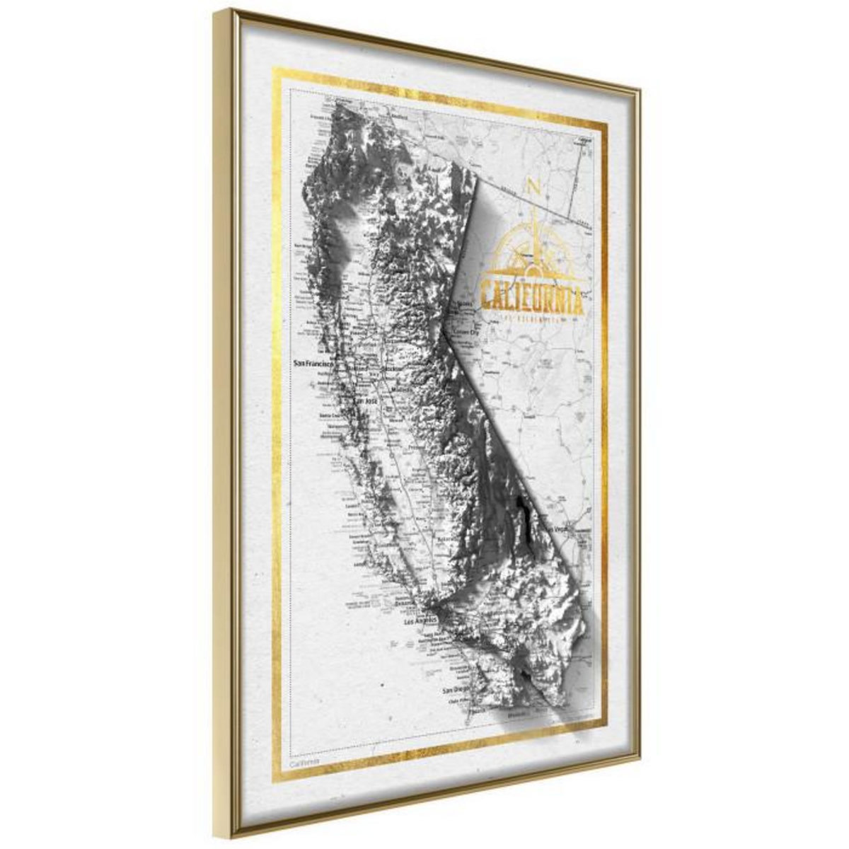 Paris Prix Affiche Murale Encadrée  Raised Relief Map California