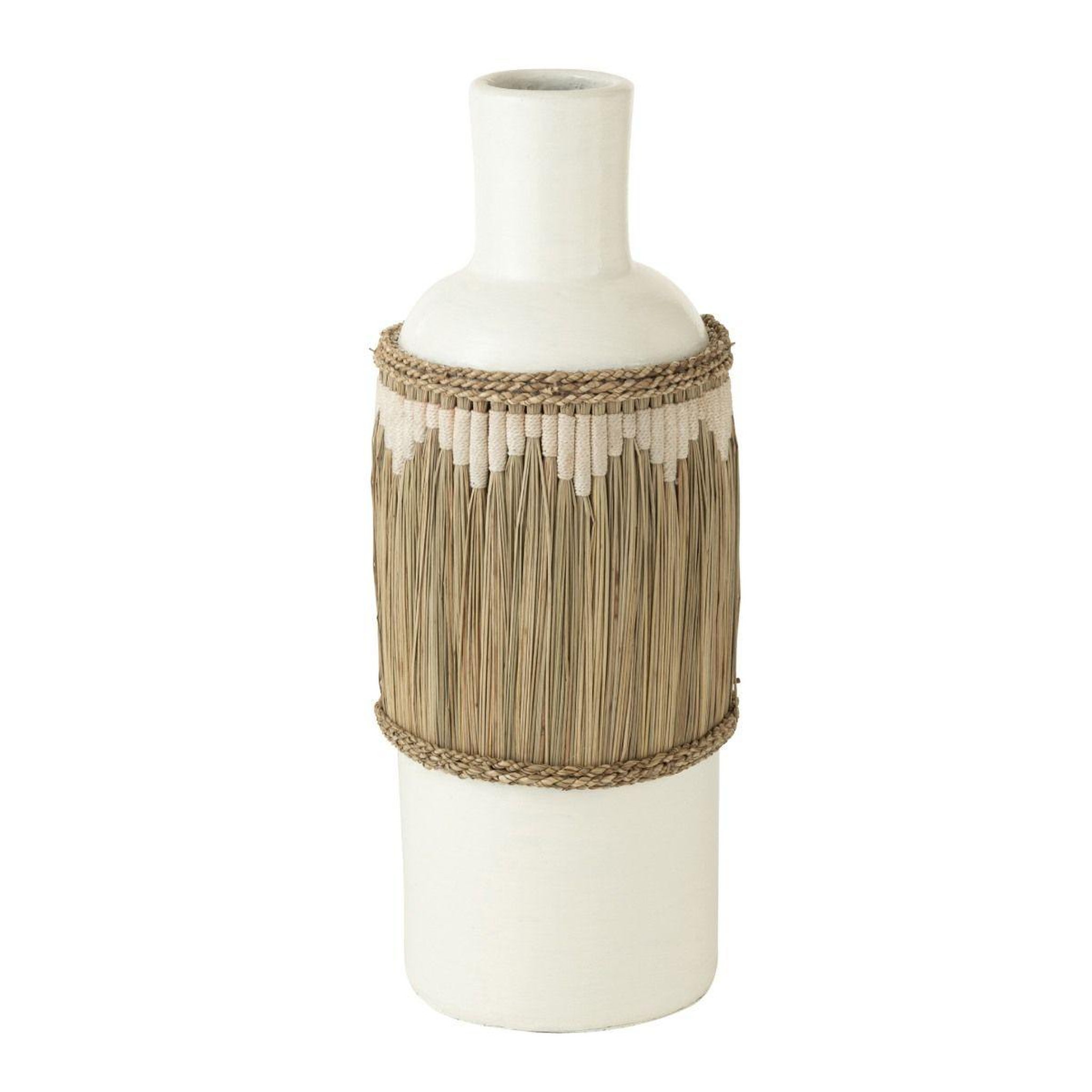 J-LINE Vase bouteille déco  herbes  75cm blanc