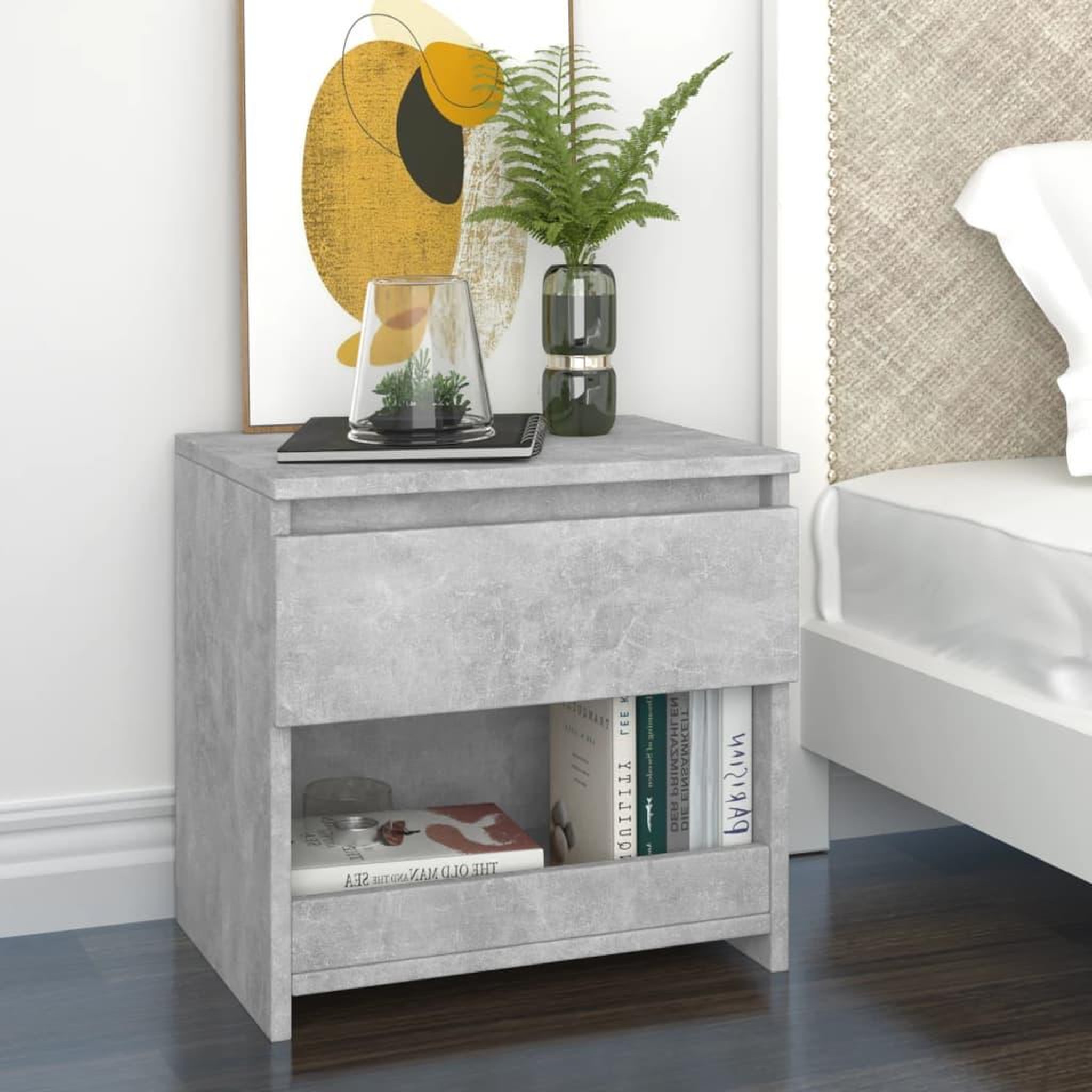 Voir la diapositive 1 : VIDAXL Tables de chevet 2 pcs Gris beton 40x30x39 cm Agglomere